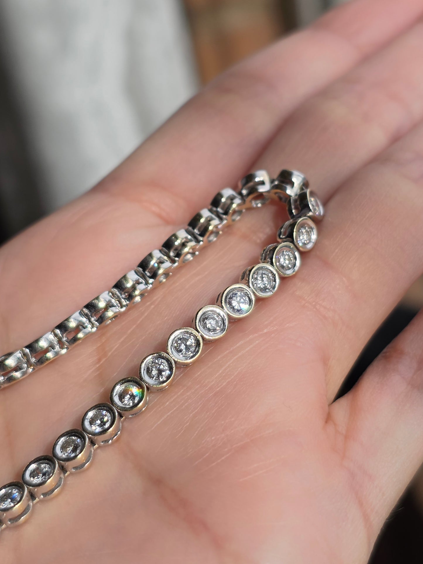 Gorgeous 4.50TCW Diamond Bezel Set 14k White Gold Solid Hefty Tennis Bracelet 7"