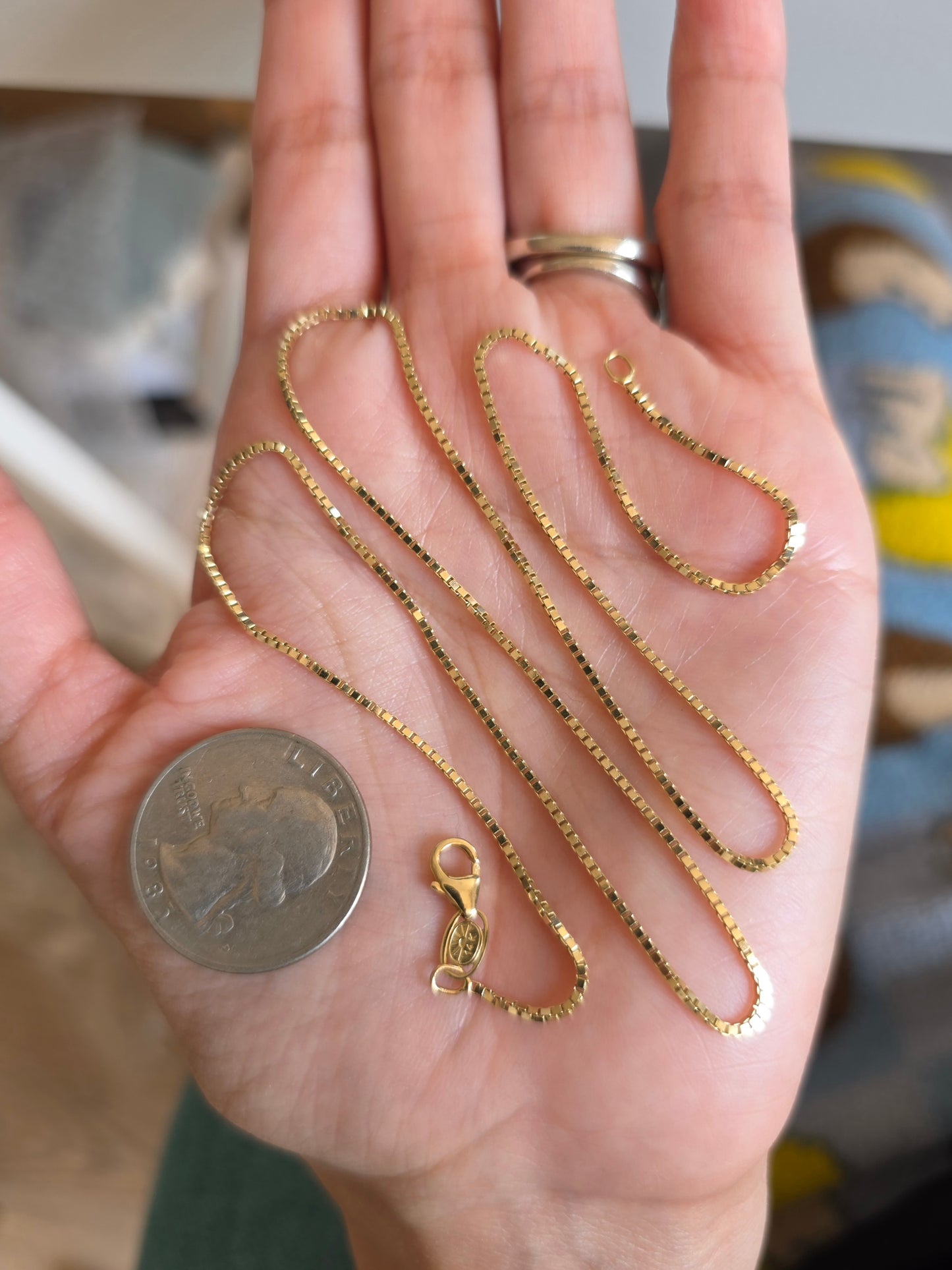 Solid 14k Gold 1.1mm Thick Box Chain 20"