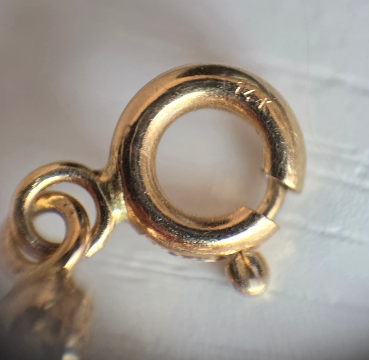 Beautiful Vintage 14k 2Tone Cherub Angel White Gold Heart Charm Spring Ring Clasp (NO CHAIN)