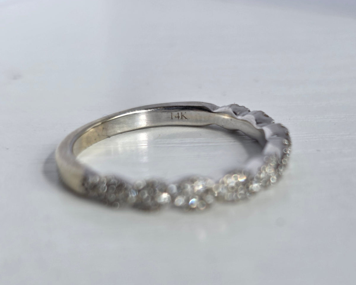 Gorgeous 14k White Gold Braided Diamond Anniversary Band Neil Lane Ring Size 6