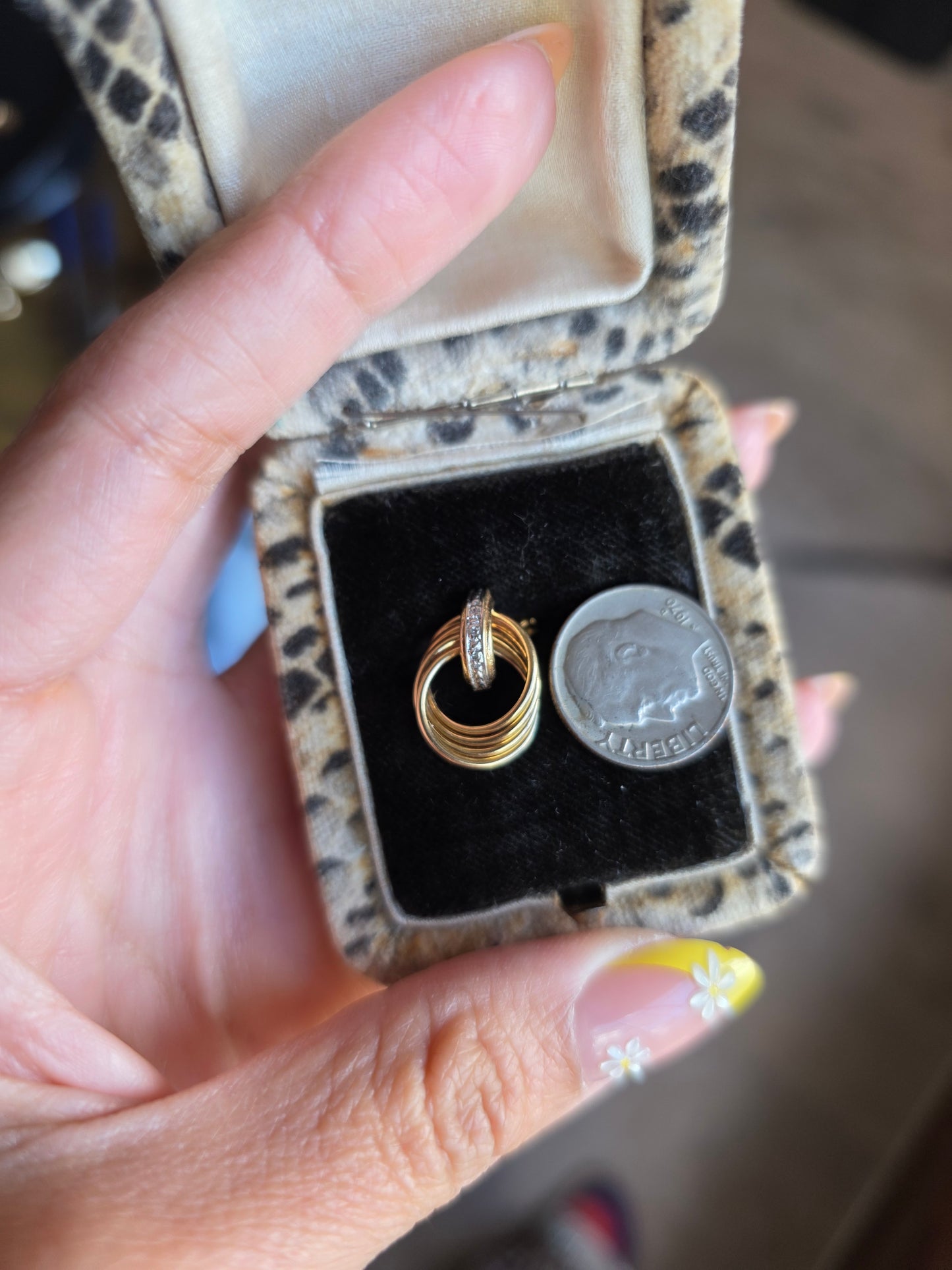 14k Gold Ring Diamond Accented Door Knocker Style Post Earrings