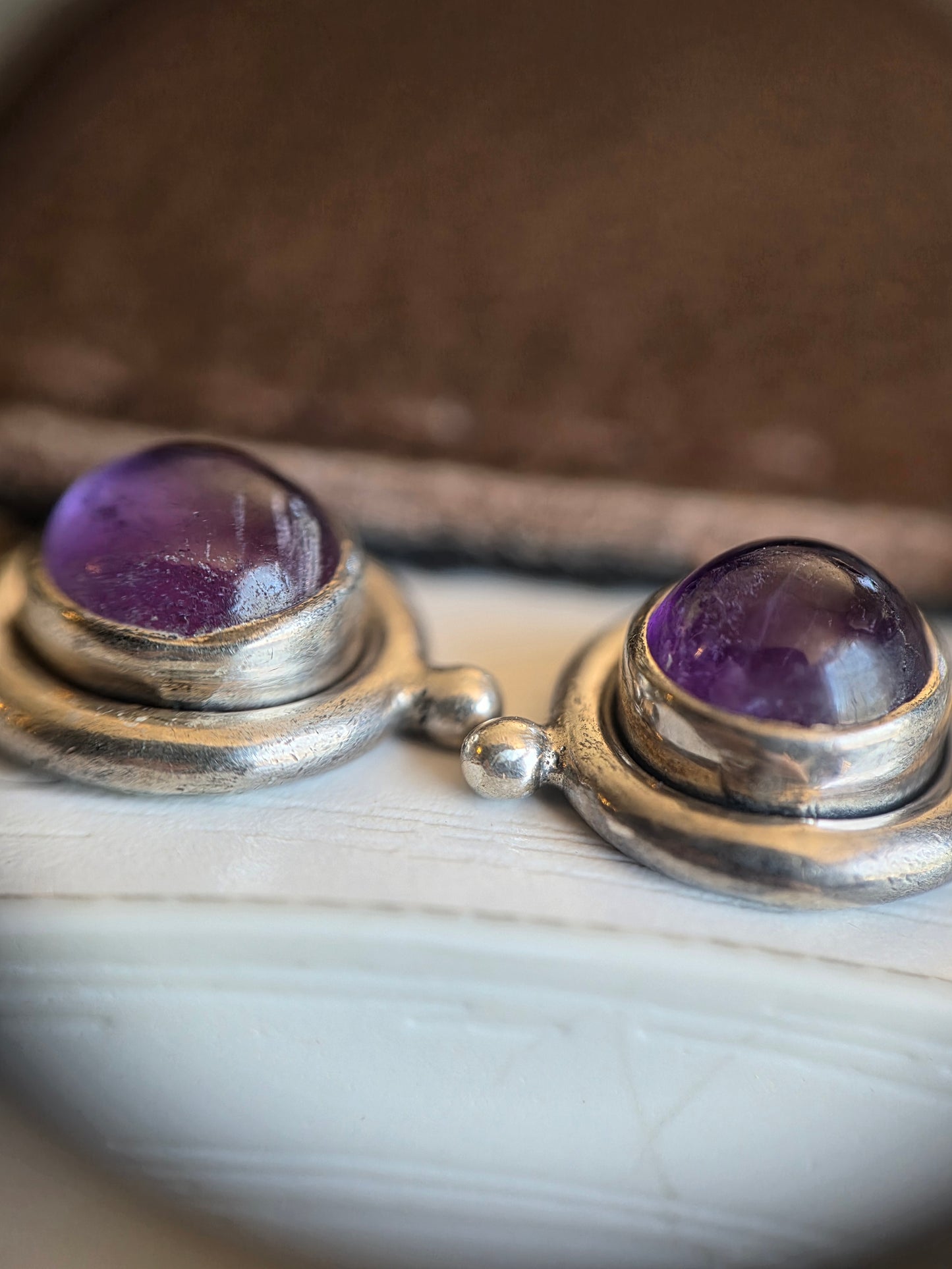 Sterling Silver Amethyst and Pearl Dangle Statement Earrings Earrings