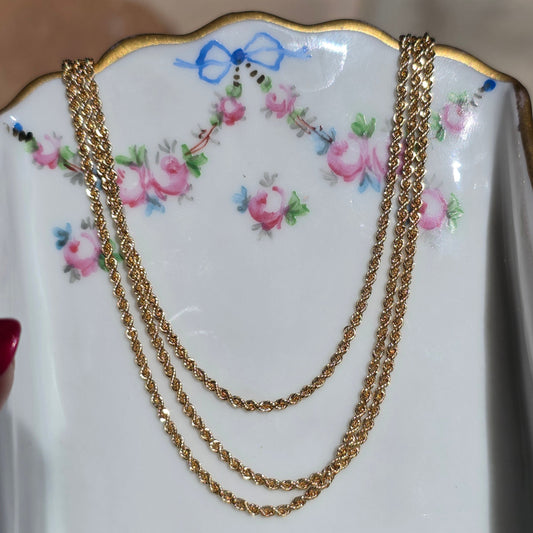 Solid 14k Gold 31 inch Rope Chain 1.6mm Perfect Daily Chain