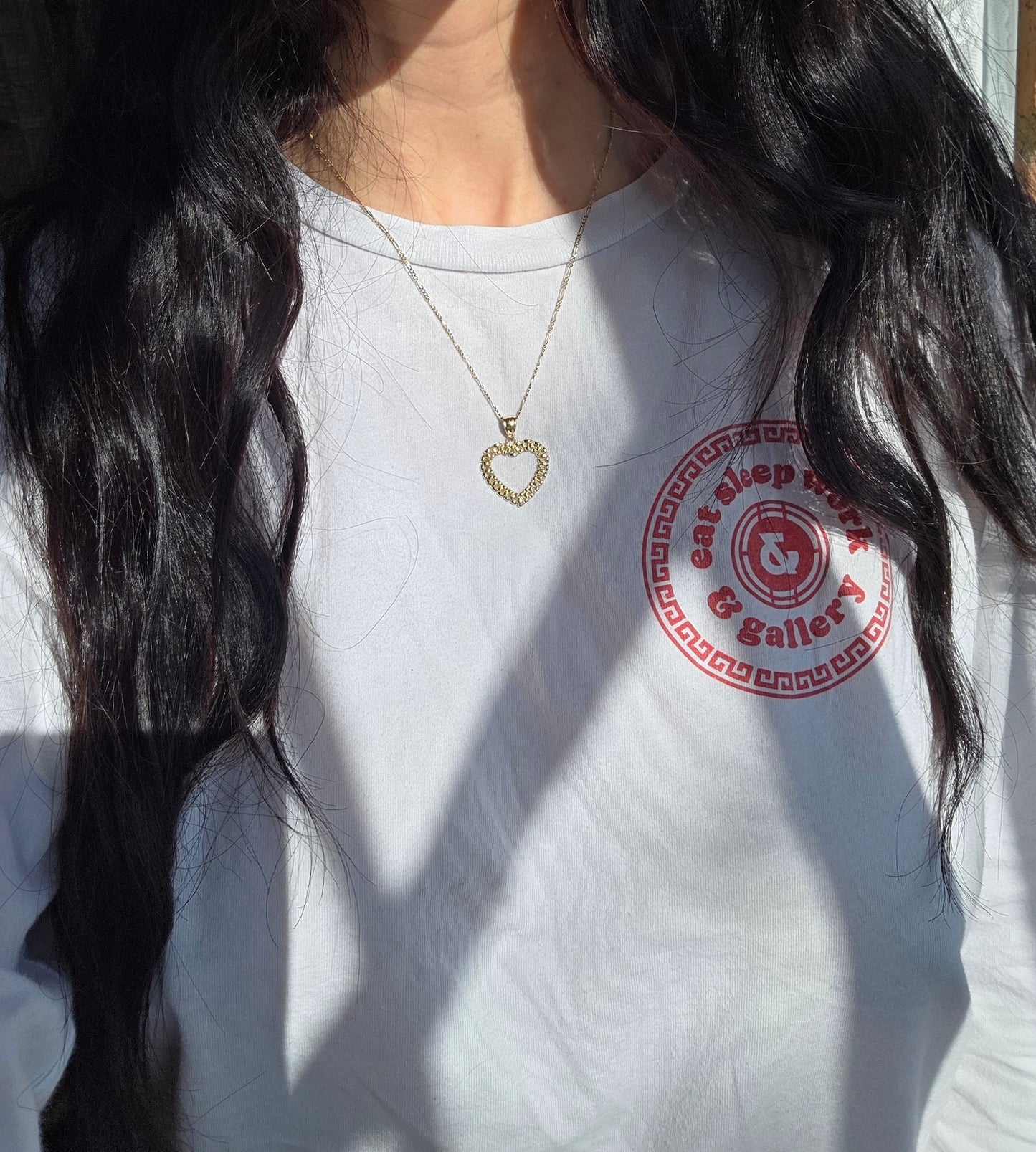 Lovely 10k Gold Textured Panther Link Heart Cut Out Pendant (NO CHAIN)