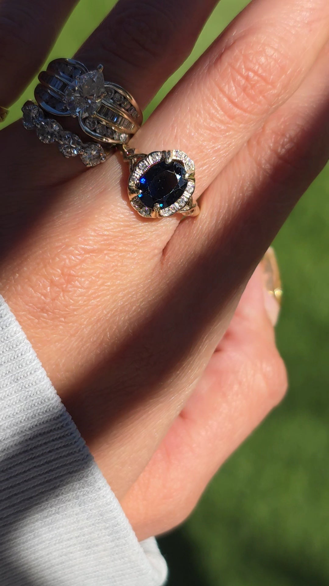 Beautiful Vintage 10k Gold 1.85tcw Sapphire Diamond Ring Size 6.5