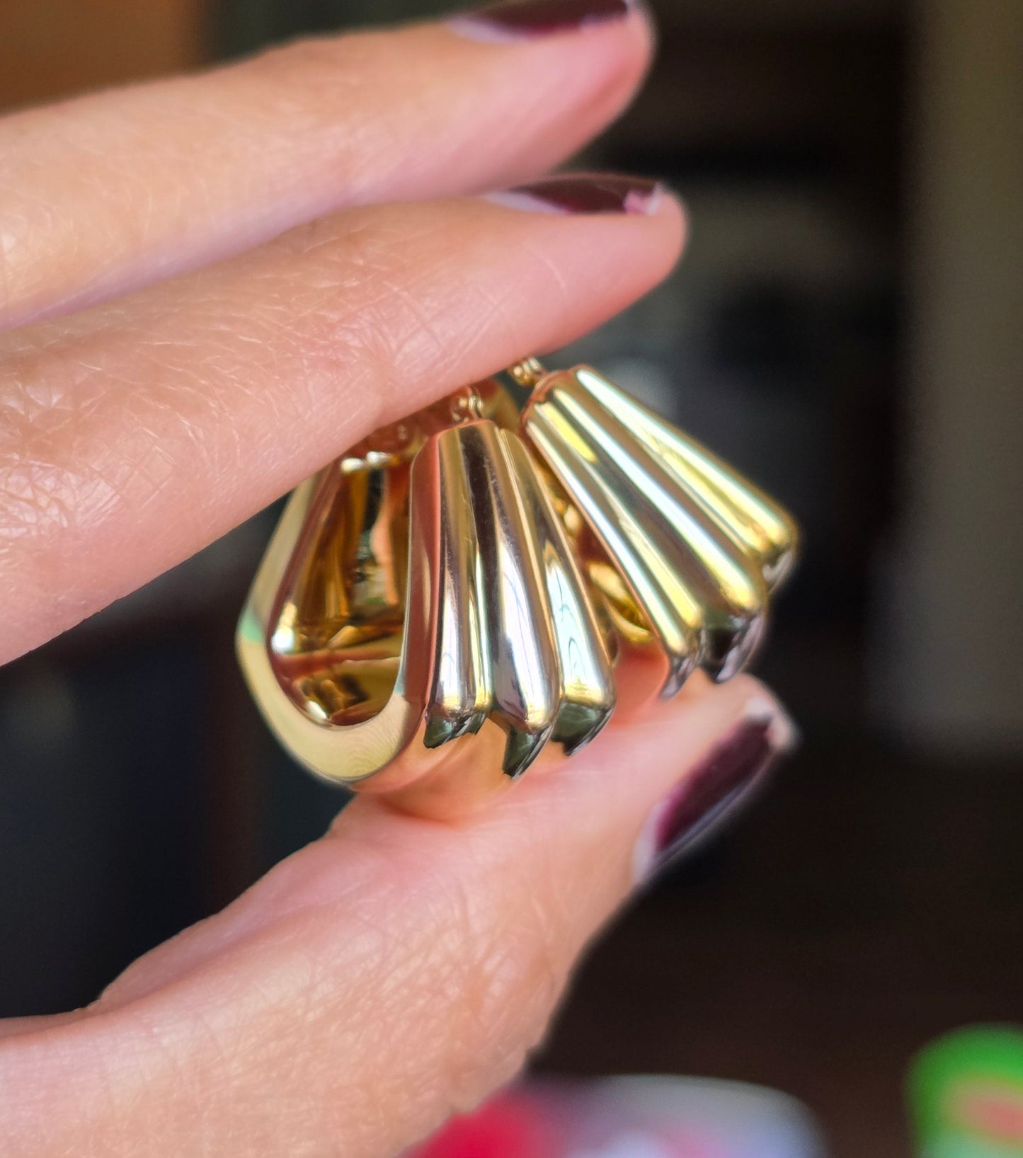 14k Gold Chunky Geometric Hoop Earrings