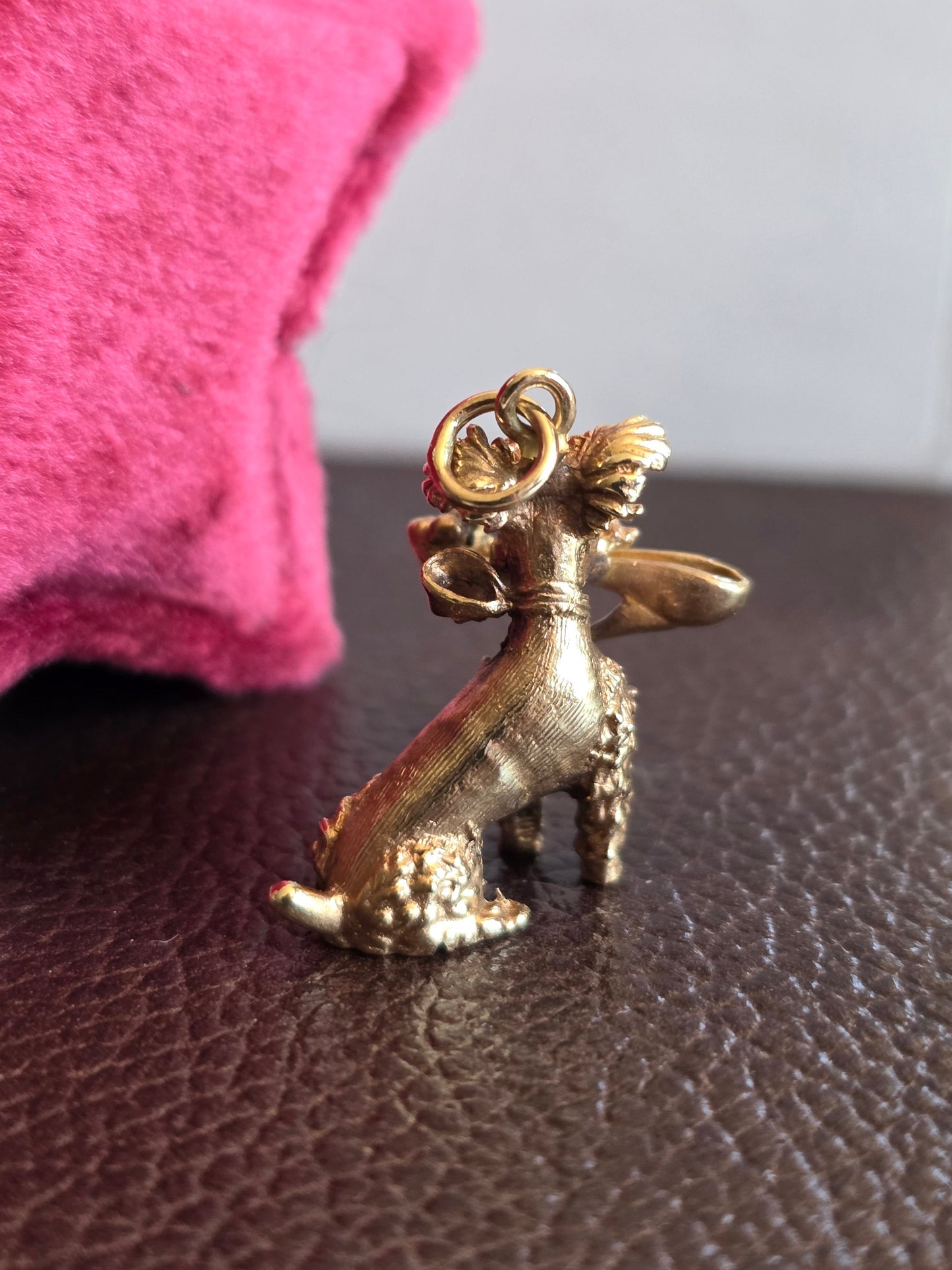 Adorable Solid Made 14k Gold Poodle with Heel in Mouth Charm Heavy (NO CHAIN)