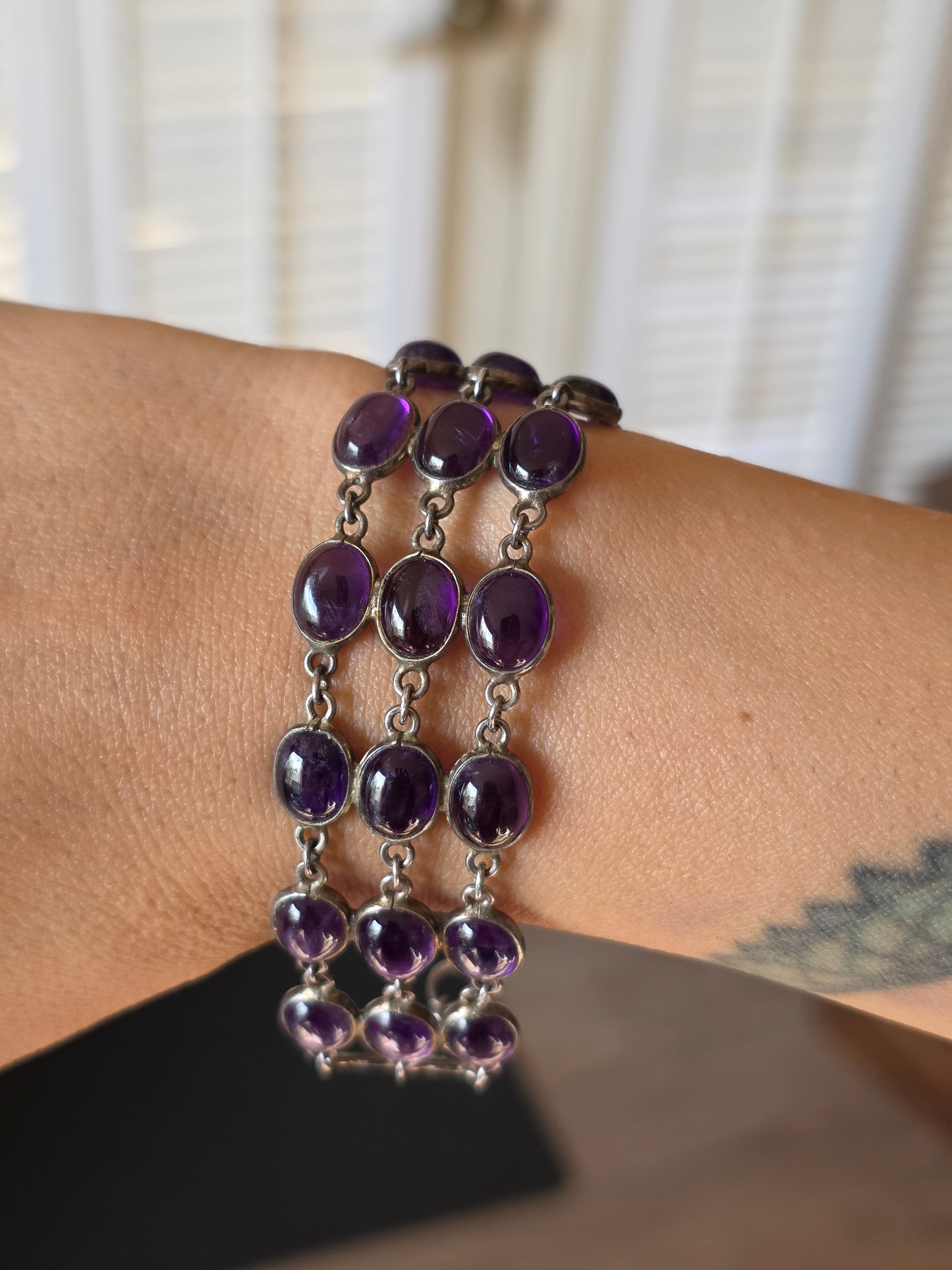 Beautiful 30 Carat Natural Amethyst Statement Bracelet 7.25" February Birthstone