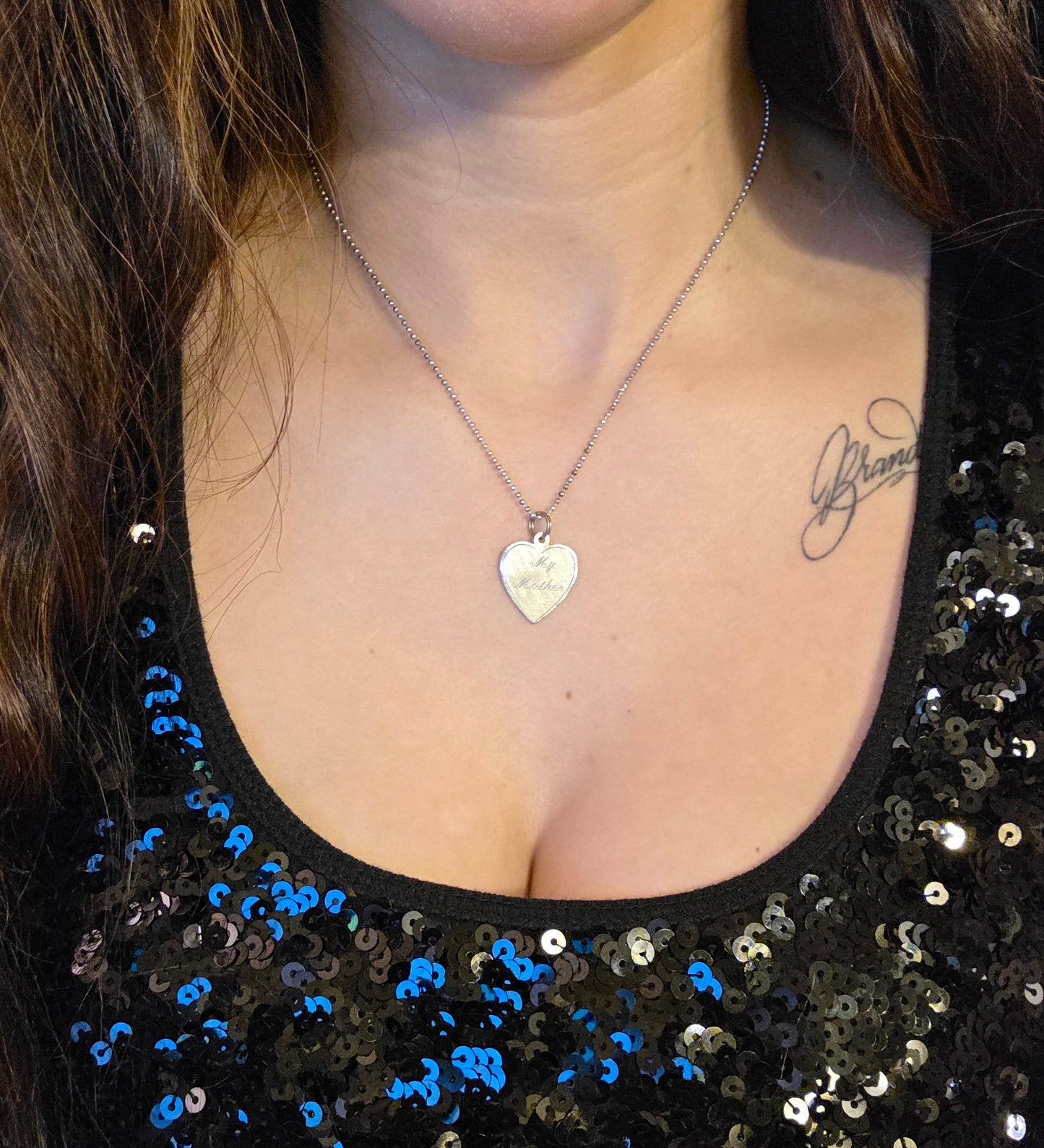Sterling Silver "My Mother" Cursive Font Heart Charm (NO CHAIN)