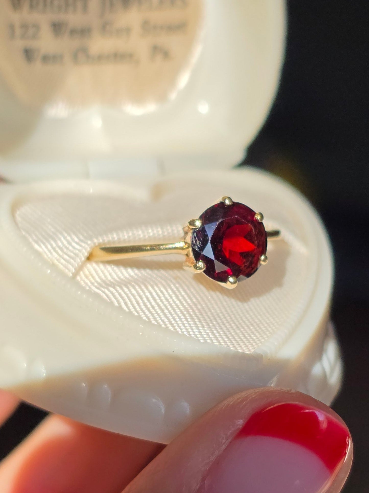 RESERVED FOR J- DO NOT BUY-  10k Gold Garnet Solitaire Ring Size 8