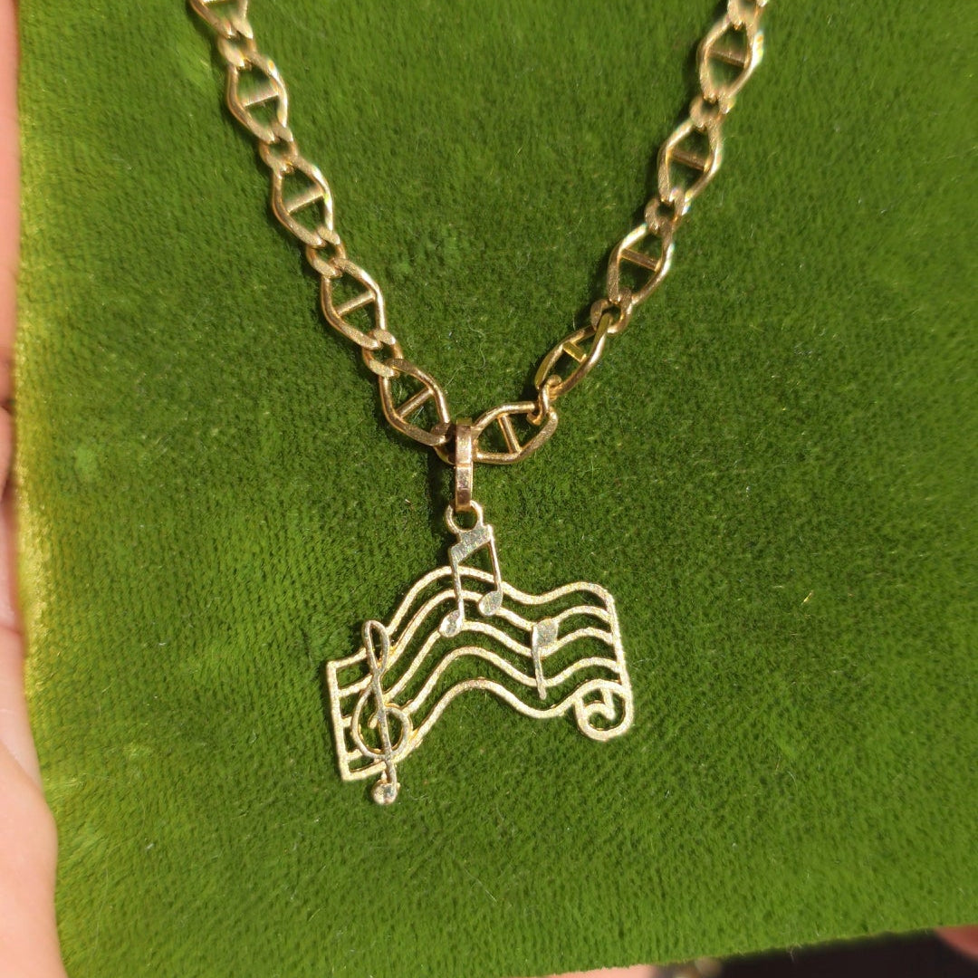 Vintage 14k Gold Music Staff Music Notes Charm (NO CHAIN)