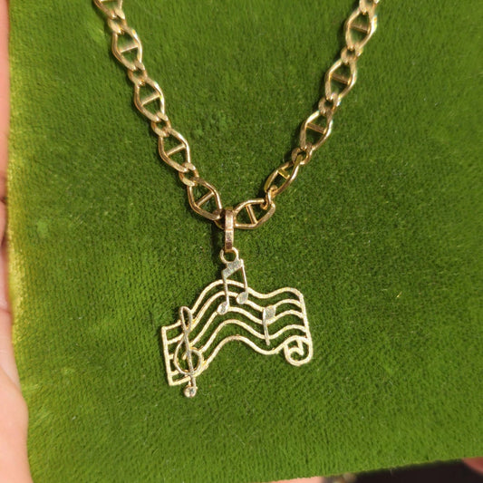 Vintage 14k Gold Music Staff Music Notes Charm (NO CHAIN)