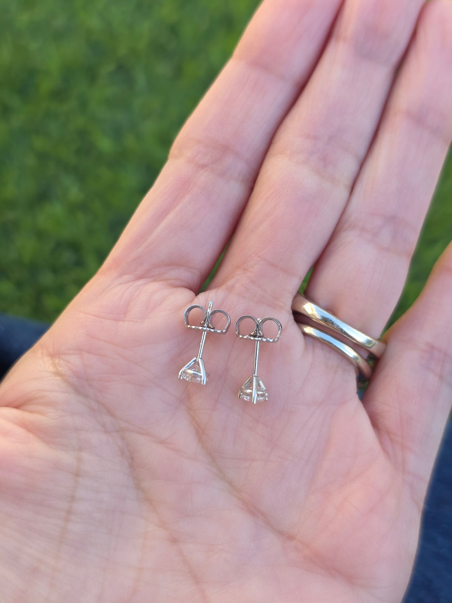 Classic .64tcw Martini Three Prong Style Round Diamond Stud Earrings