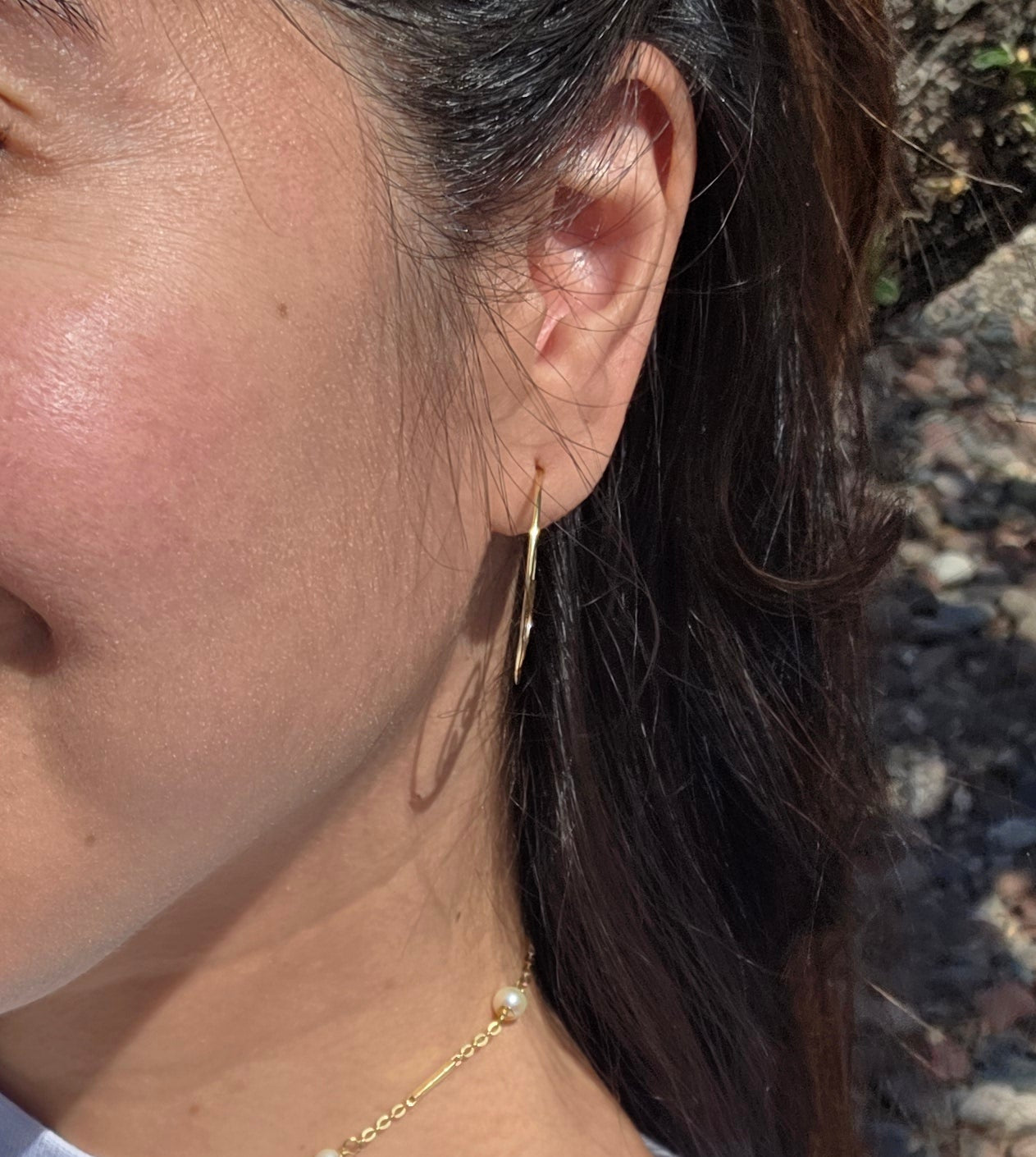 Awesome 18k Yellow Gold Hammered Flat Hoops Earrings