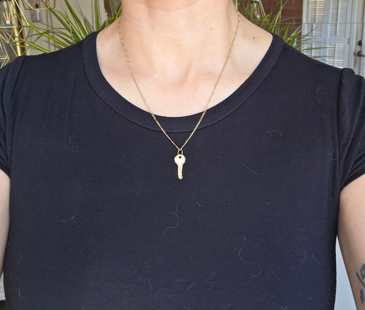 14k Gold 20mm Key Charm "KEY OF MY HEART" (NO CHAIN)