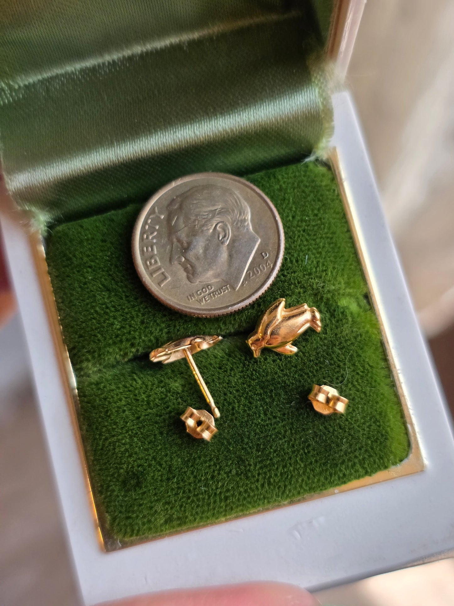 Adorable 14k Gold Dainty  Penguin Studs Earrings