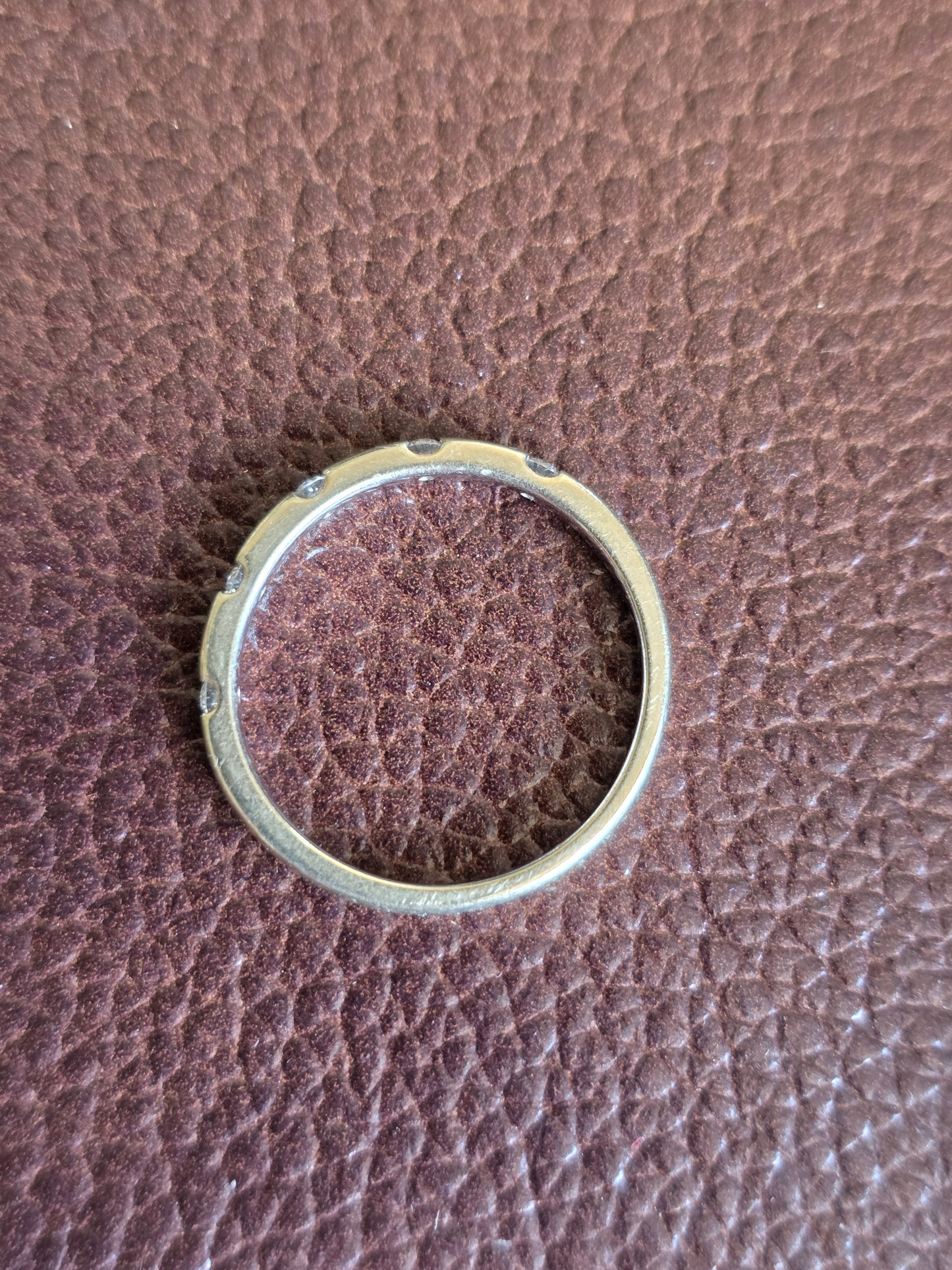 Lovely 10k White Gold Flush Set 5 Diamond Stacker Band Ring Size 6.75