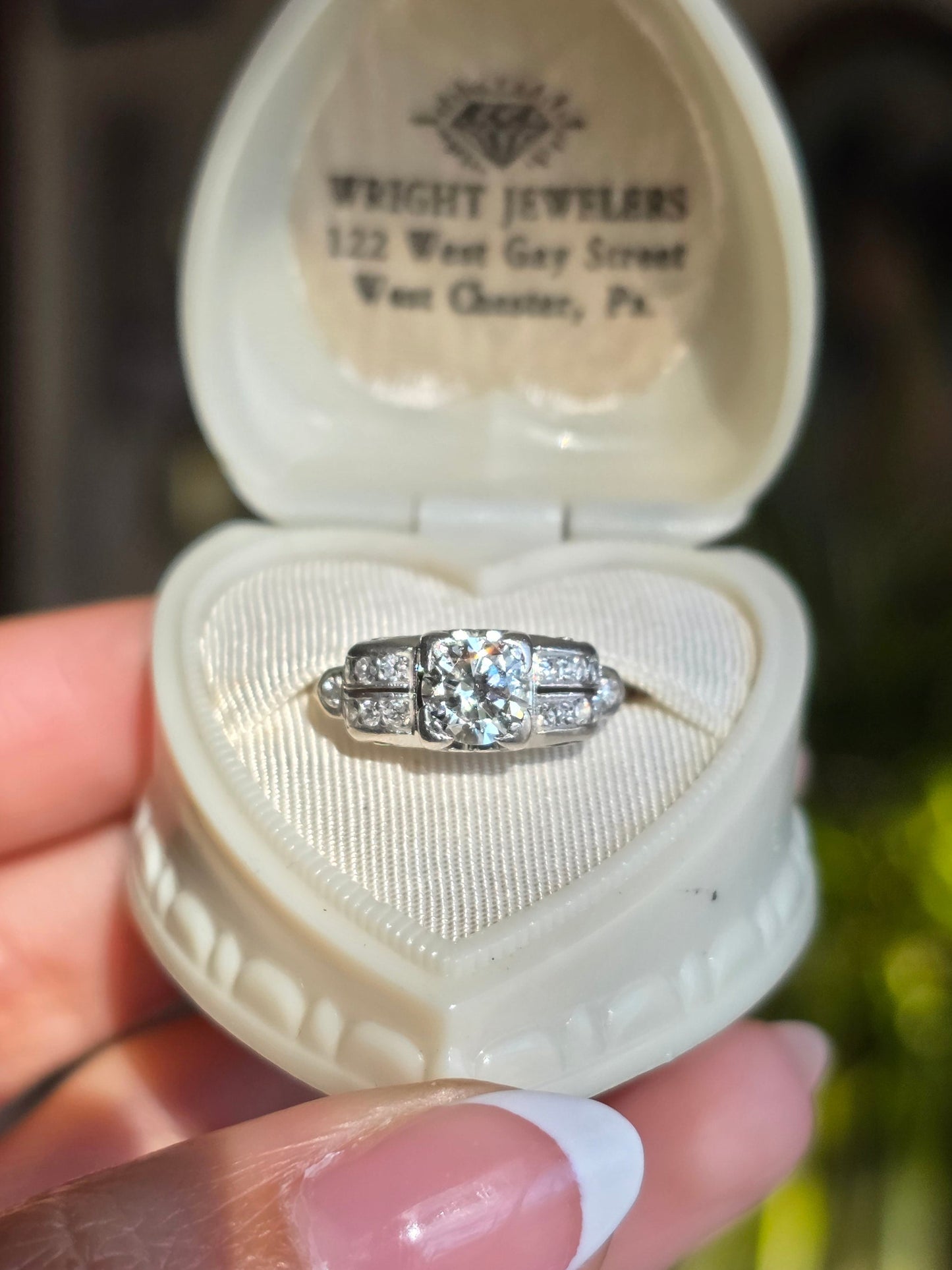 Stunning 1.0CTW OEC Art Deco Style Platinum Diamond Ring Size 4