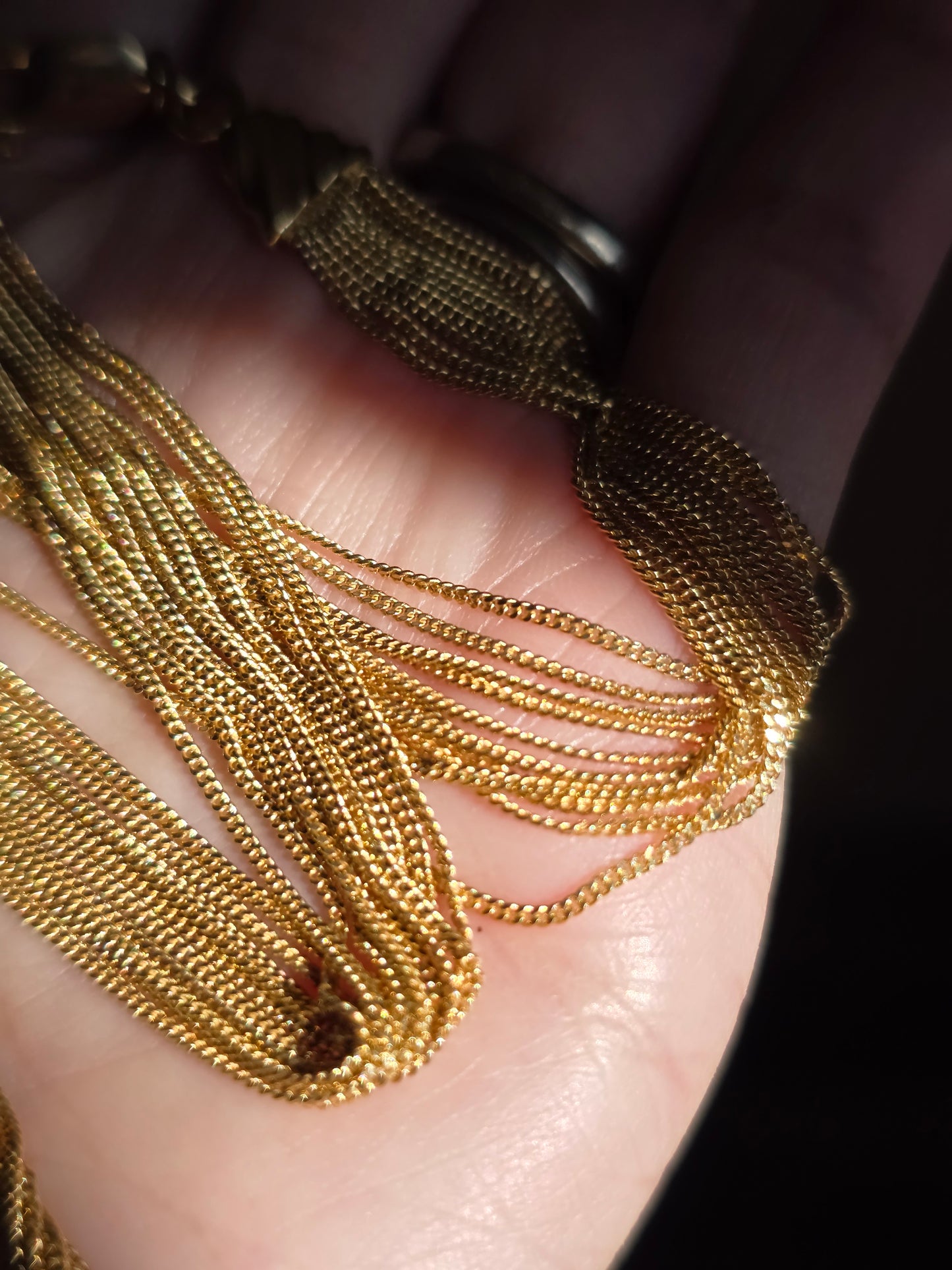 Amazing Solid 14k Gold 10 Mini Curb Multistrand Chain Necklace 18"