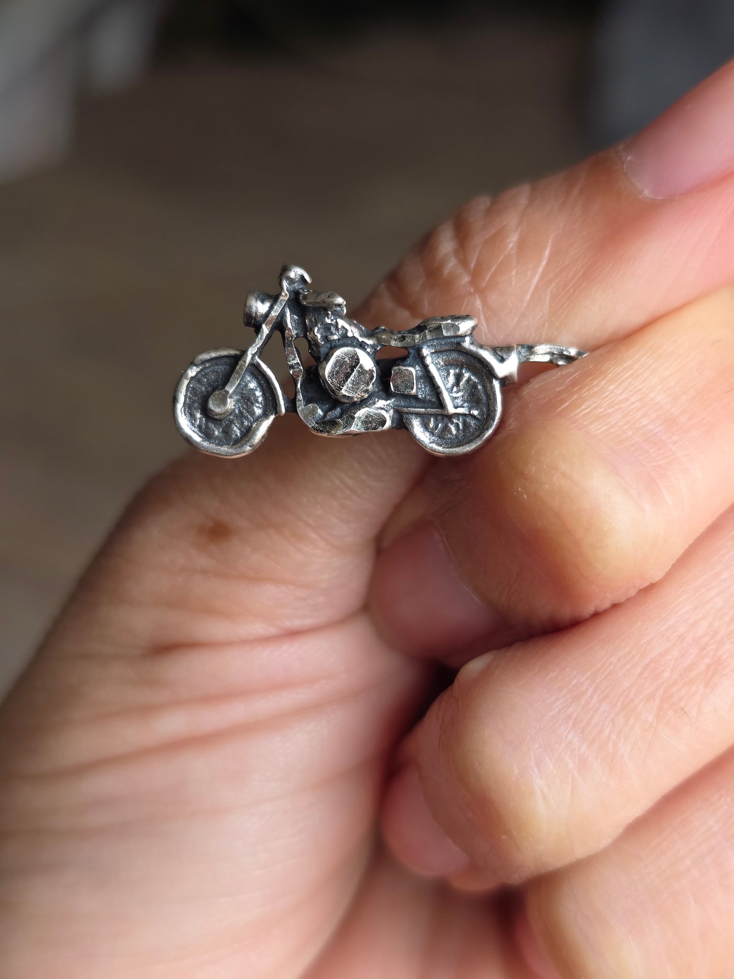 Vintage Sterling Silver Motorcycle Chain Bracelet 7"