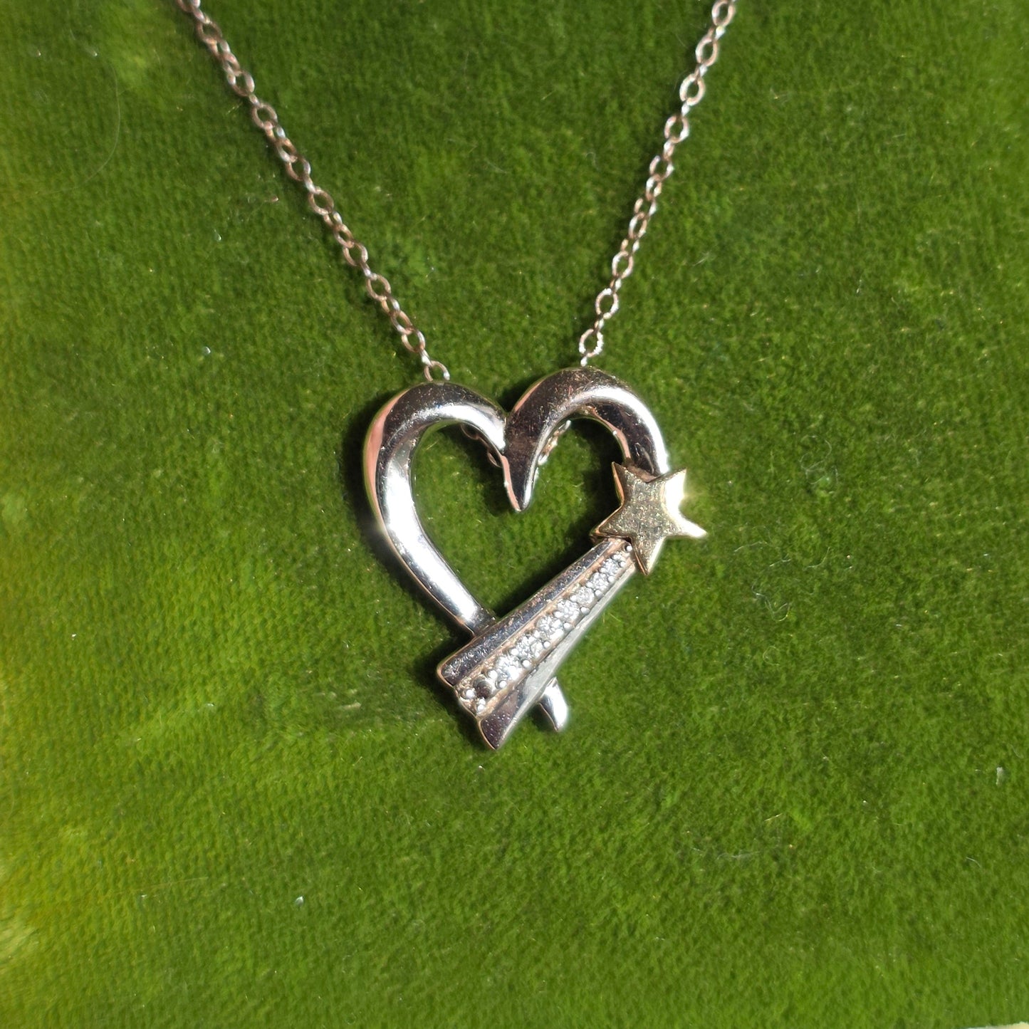 Sterling Silver & 10k Gold Star Diamond Accented Heart Pendant Necklace 17"