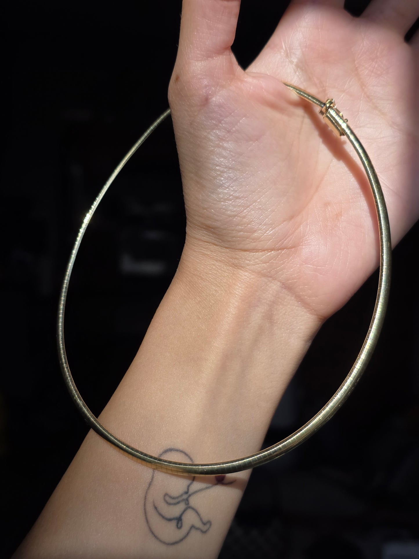 Elegant 14k Solid Gold Italian Made Omega Choker Necklace 13.5"