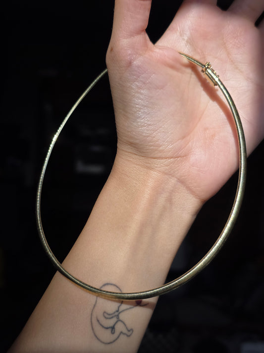 Elegant 14k Solid Gold Italian Made Omega Choker Necklace 13.5"