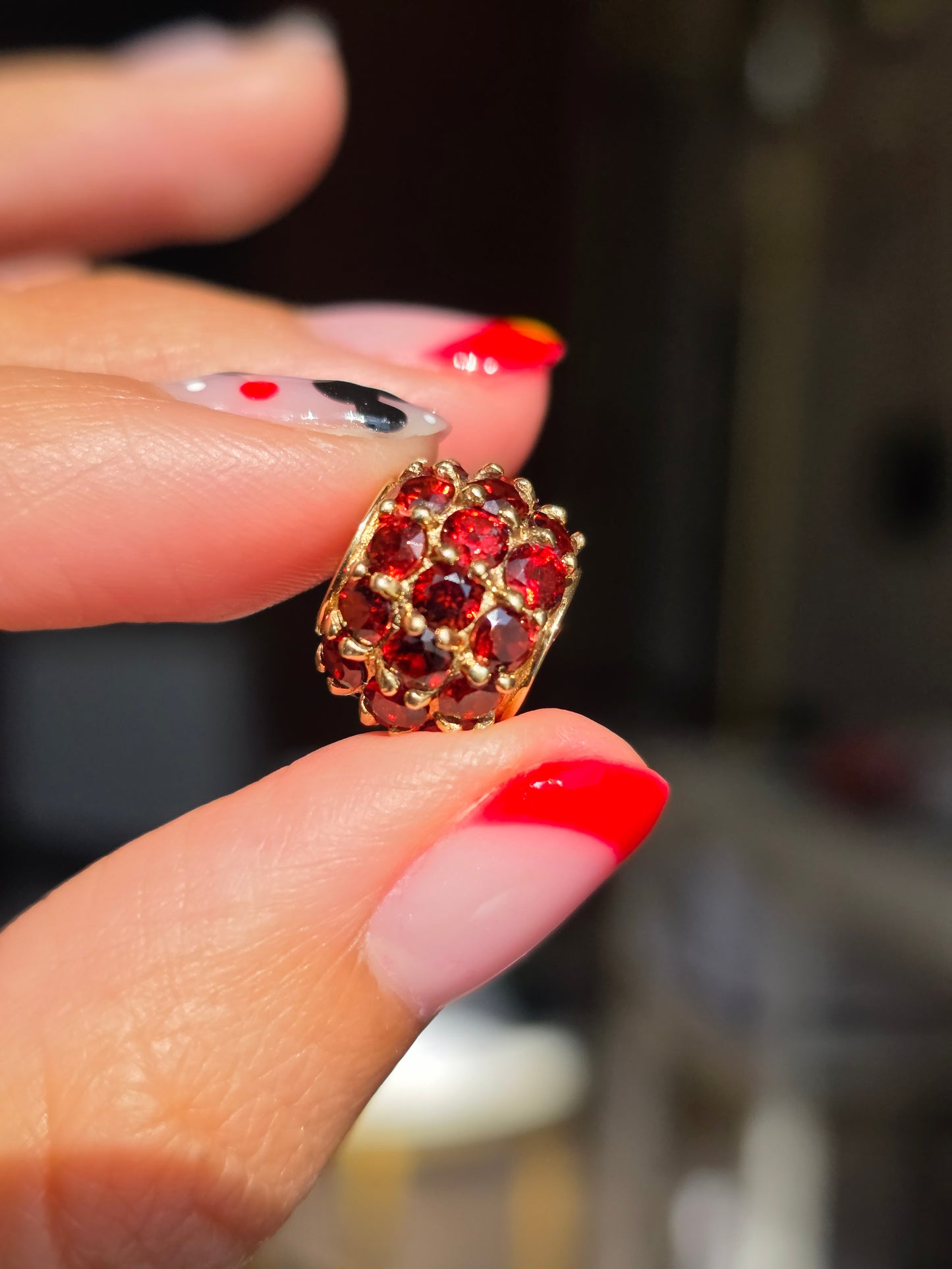 Vintage 10k Gold Garnet Spacer Bead Charm (NO CHAIN)