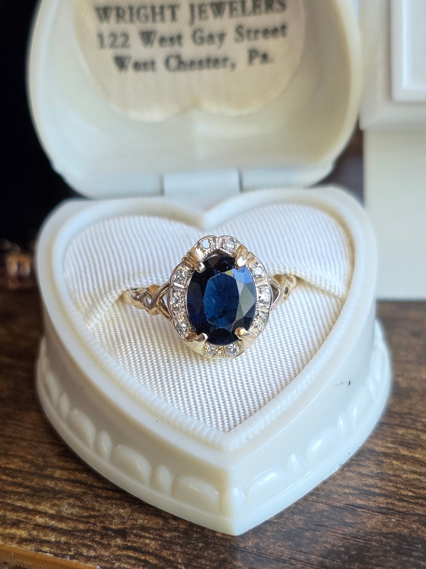 Beautiful Vintage 10k Gold 1.85tcw Sapphire Diamond Ring Size 6.5