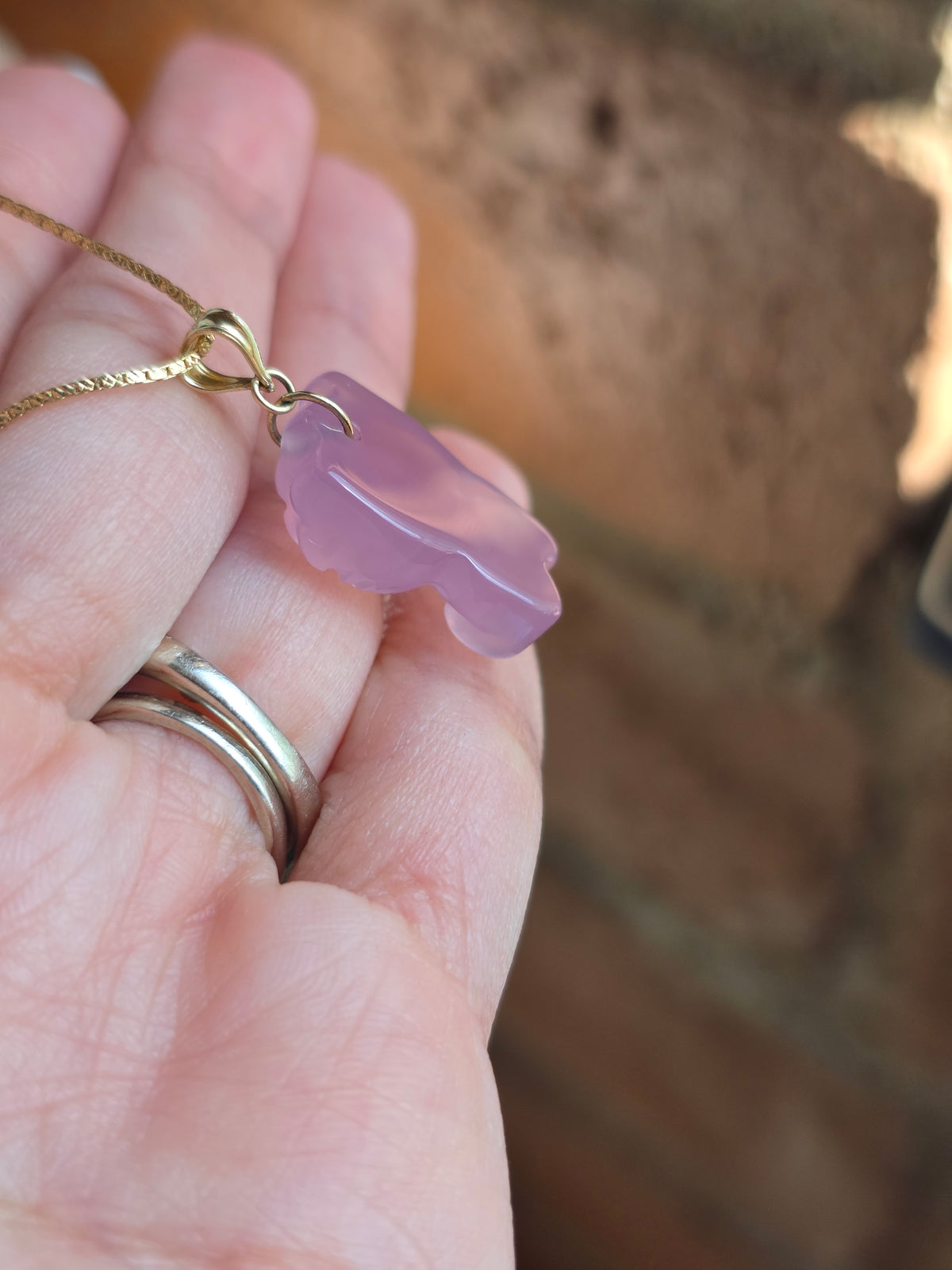Adorable Carved Purple Jade Hello Kitty Gold Pendant (NO CHAIN)