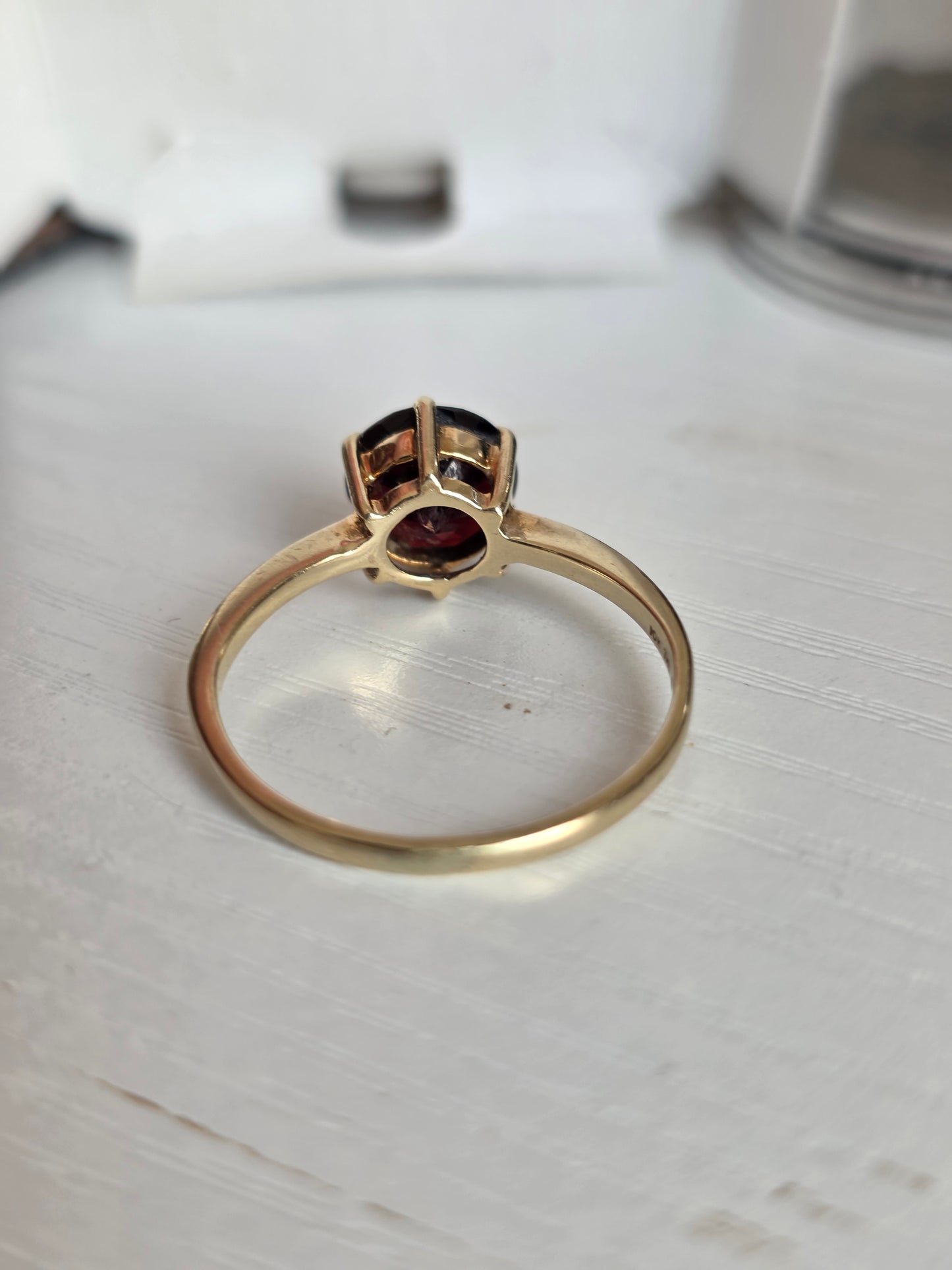 RESERVED FOR J- DO NOT BUY-  10k Gold Garnet Solitaire Ring Size 8