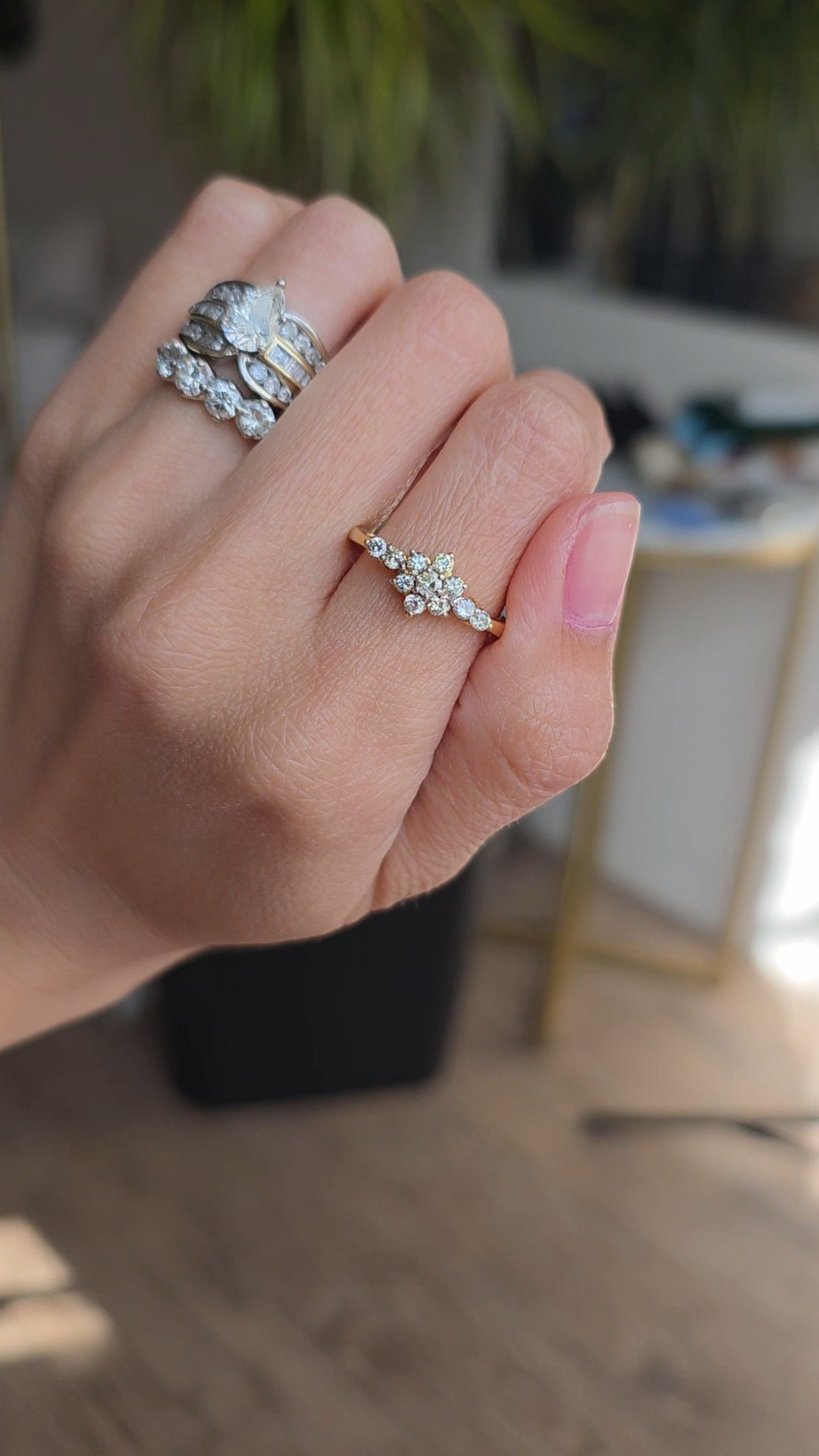 14k Gold Half Carat Diamond Cluster Flower Fashion Ring Size 6.5