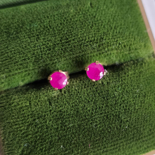 Adorable 10k Gold .50CTW Ruby Studs Earrings | July Birthstone