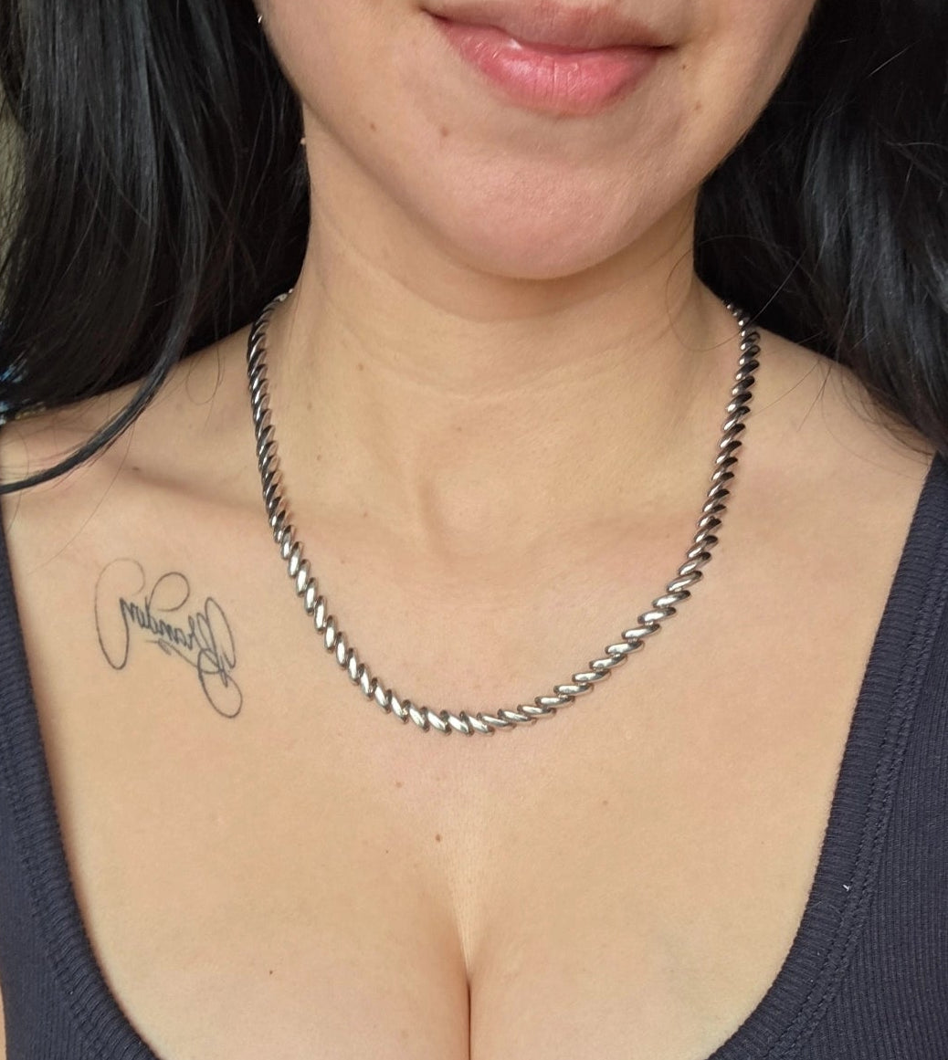 Awesome Solid Sterling Silver San Marco Statement Necklace 21"