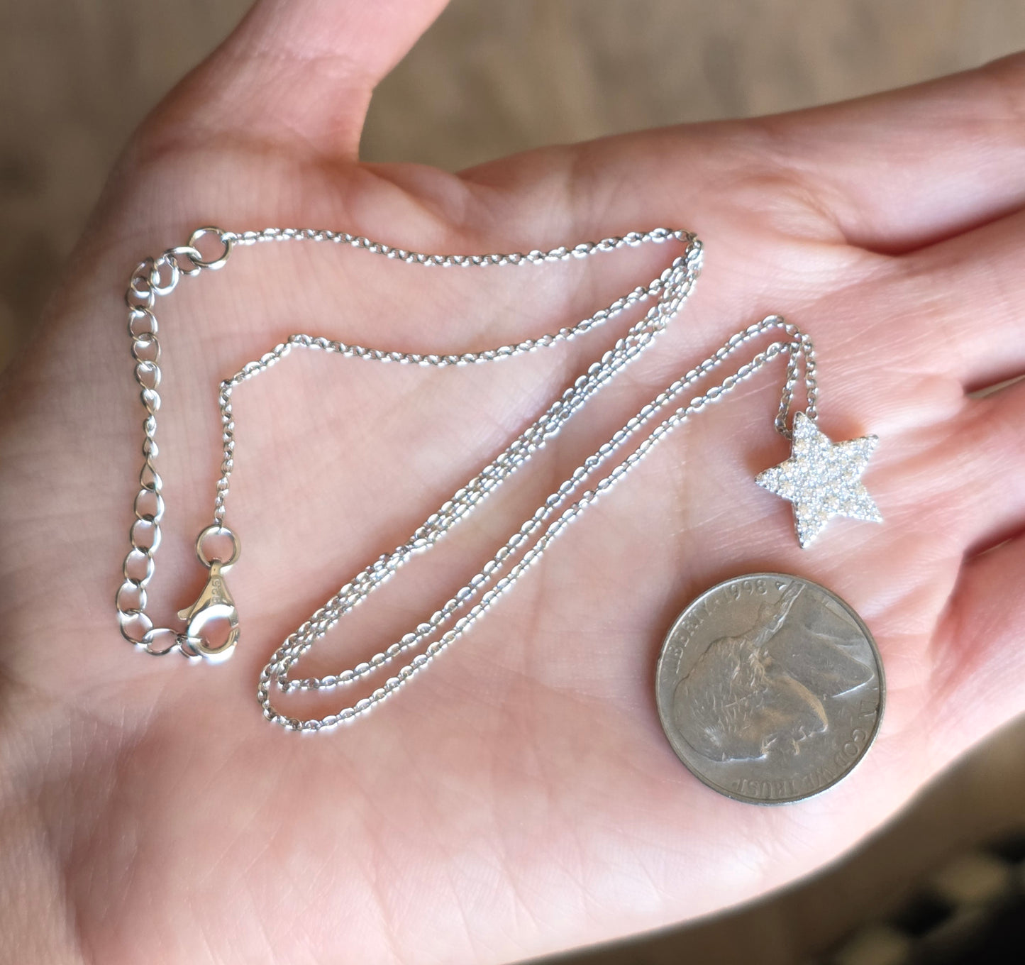 Sterling Silver and Sparkling CZ Stone Necklaces - Hamsa / Heart / Star - Choose Option