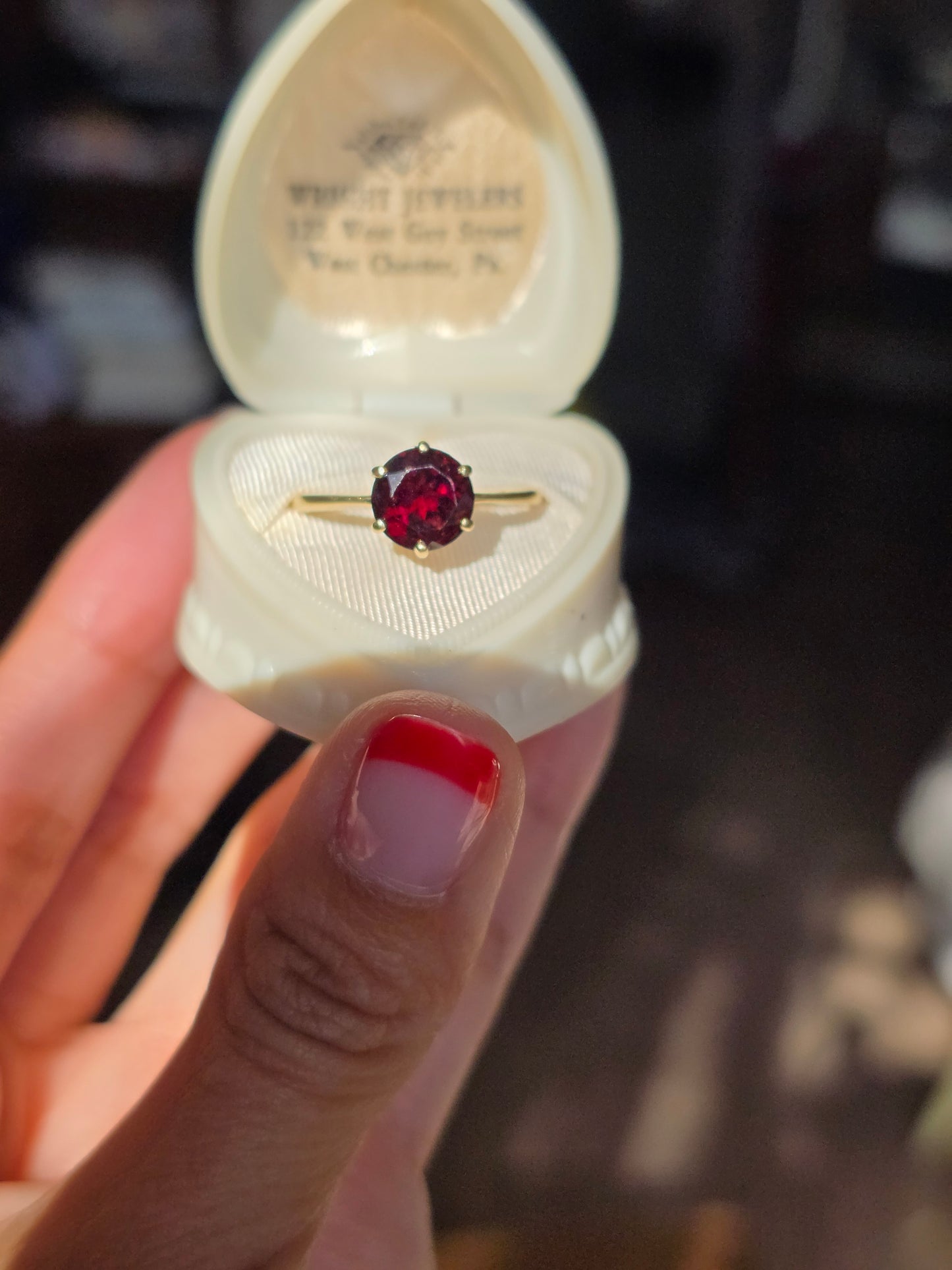 RESERVED FOR J- DO NOT BUY-  10k Gold Garnet Solitaire Ring Size 8