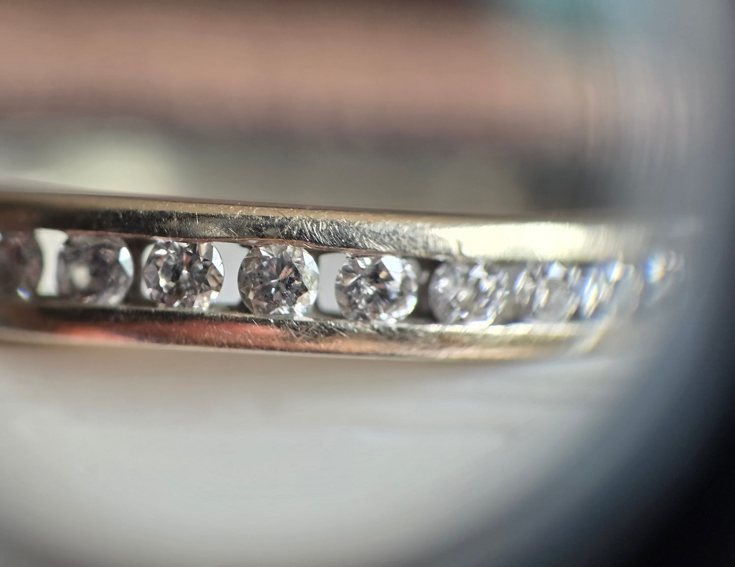 Lovely 10k White Gold Channel Set .23CTW Diamond Stacker Band Ring Size 7