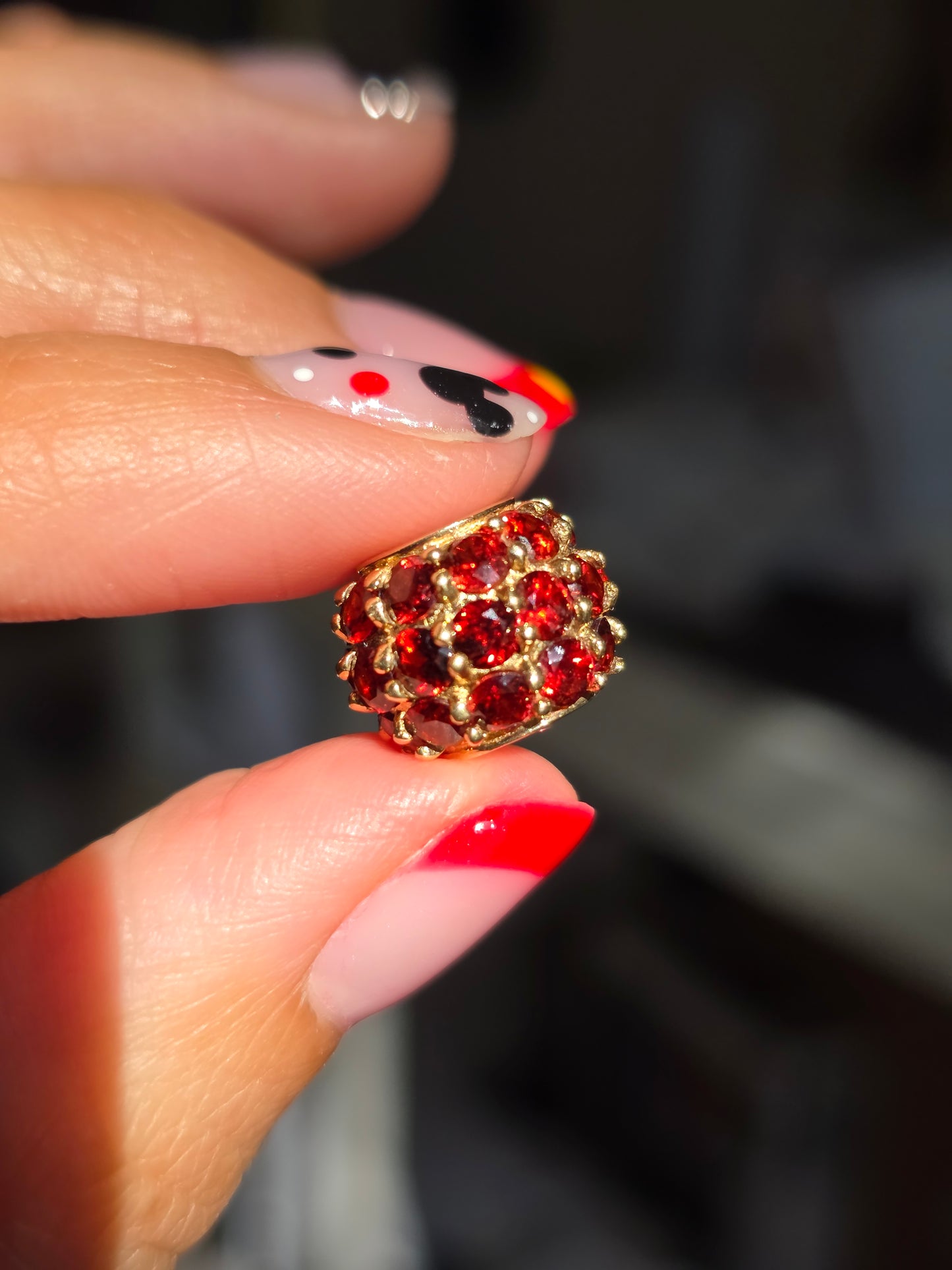 Vintage 10k Gold Garnet Spacer Bead Charm (NO CHAIN)