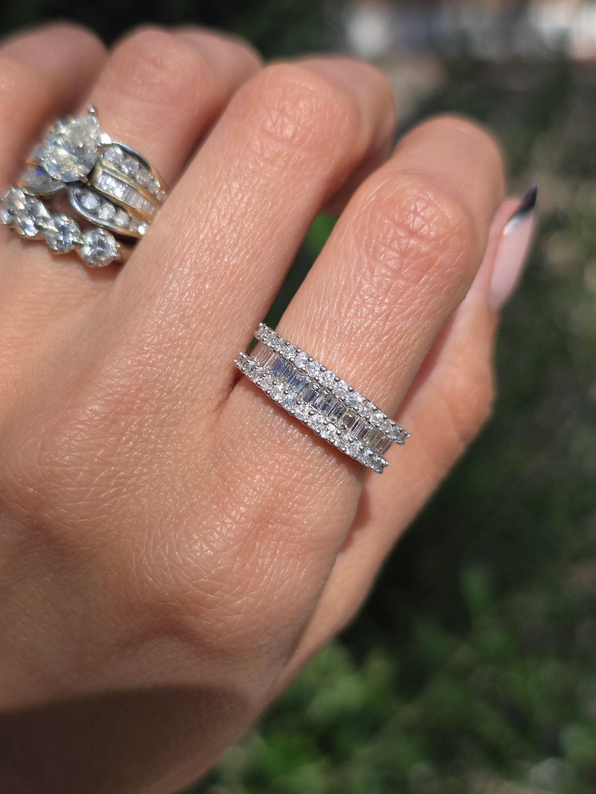 Stunning 1 Carat Total 14k White Gold Baguette Channel Set Diamond Band Size 5.25