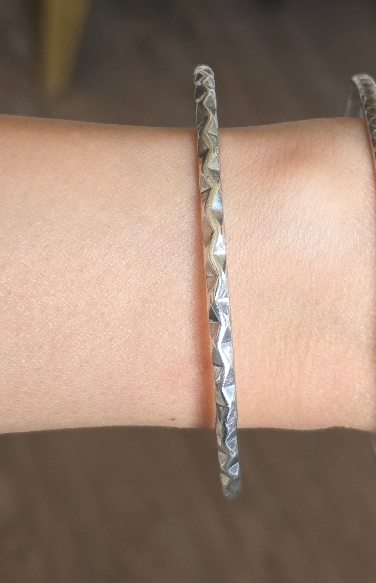 Solid Sterling Silver 3.2mm Wavy Bangle Bracelet