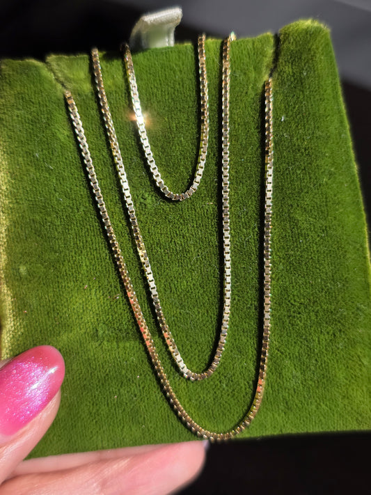 Solid 14k Gold 1.1mm Thick Box Chain 20"