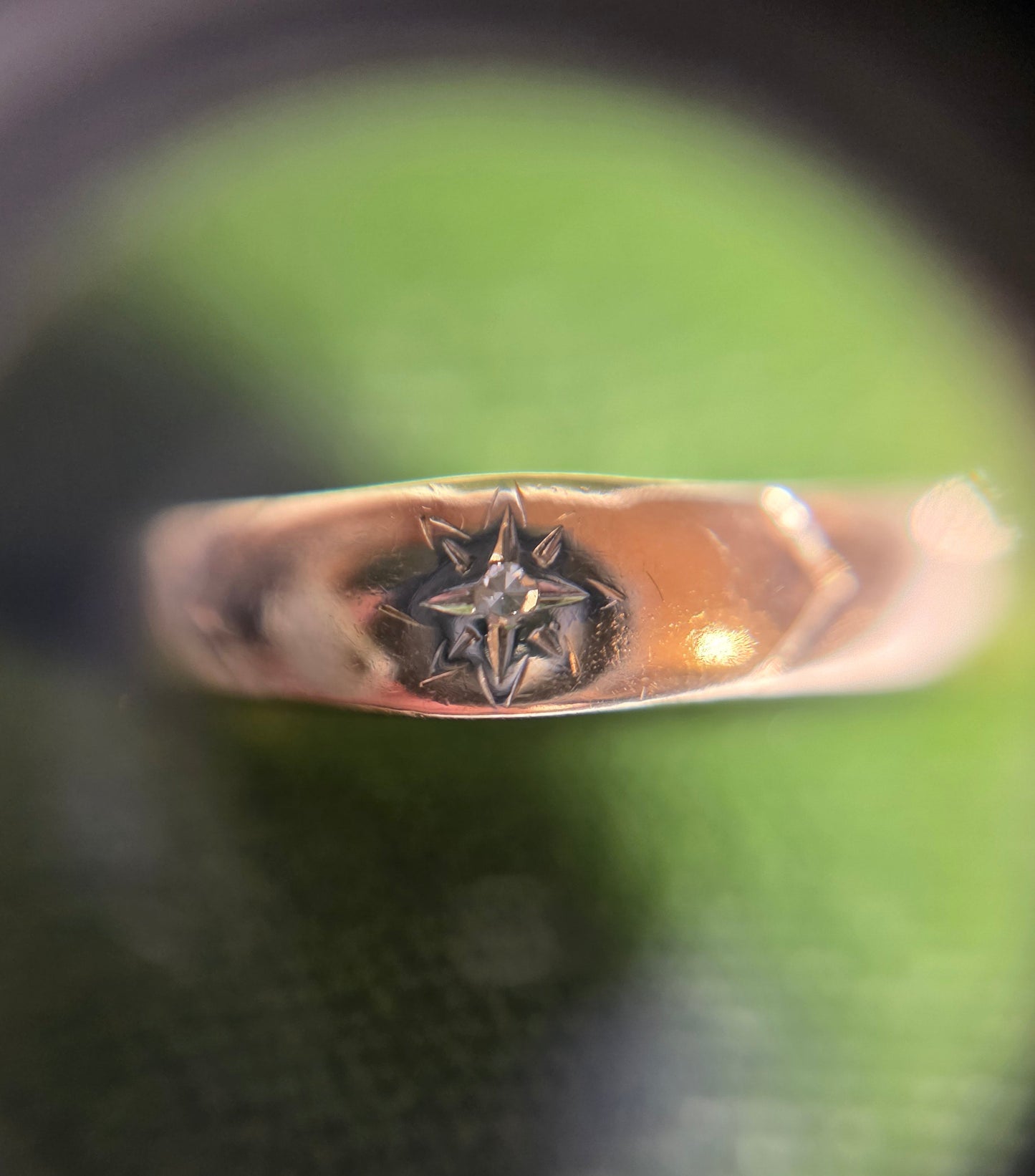 Lovely Vintage 14k Gold Starset Diamond Starburst Gold Band Size 6.5