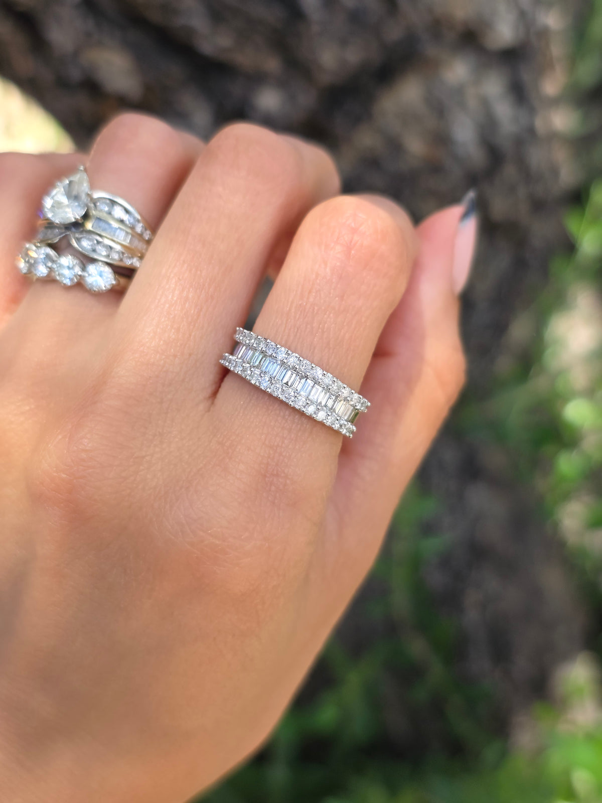 Stunning 1 Carat Total 14k White Gold Baguette Channel Set Diamond Band Size 5.25