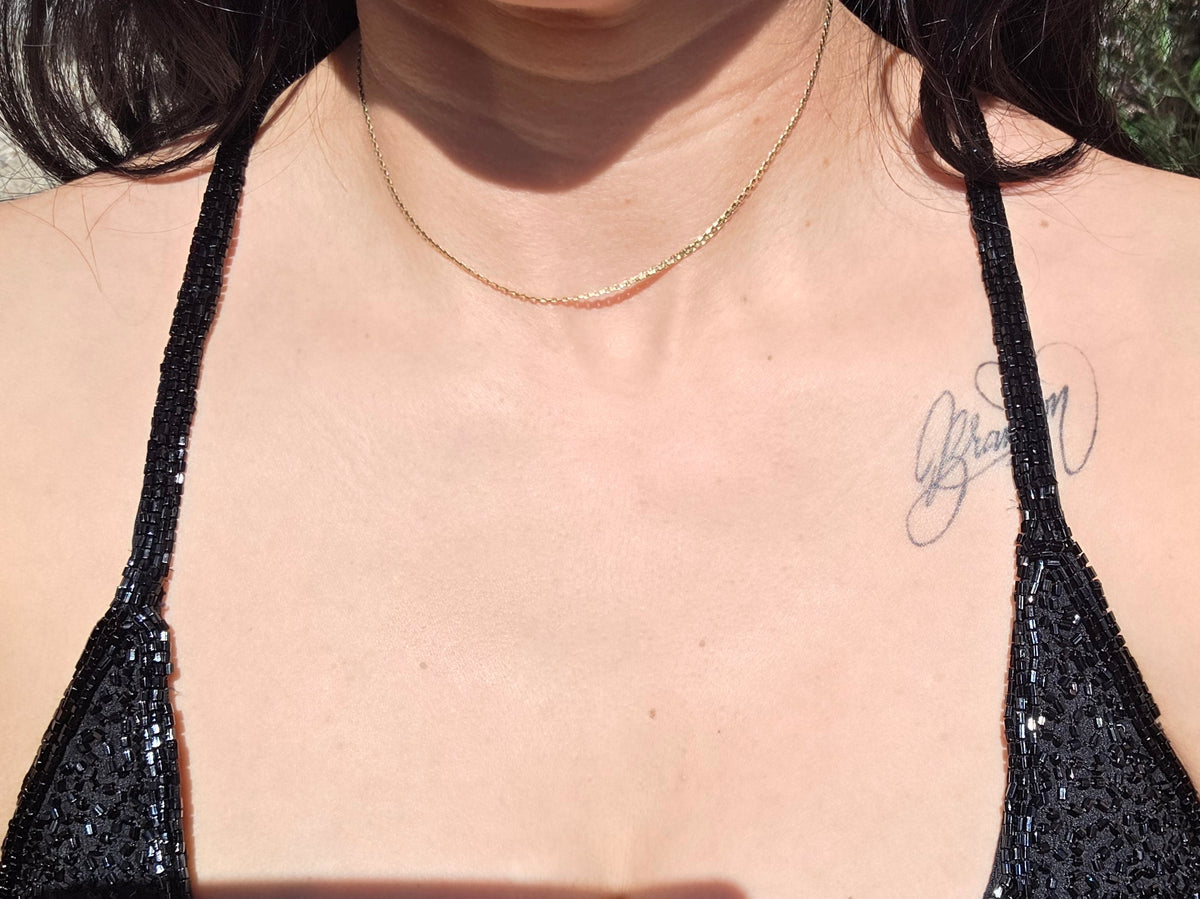 14k Gold Zipper Link Choker Chain 13.5"