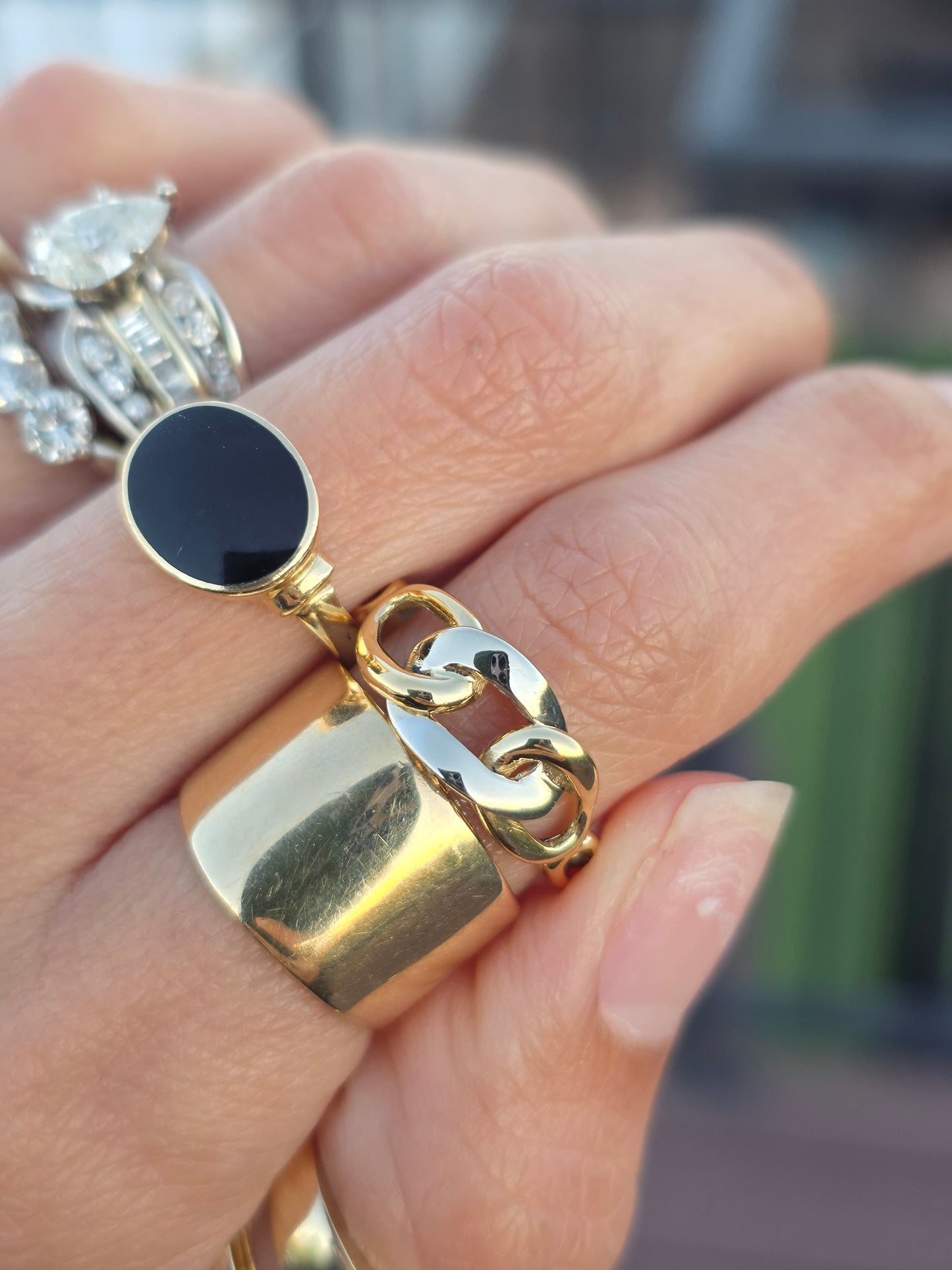 18k Two Toned Curb Chain Ring Size 6.5