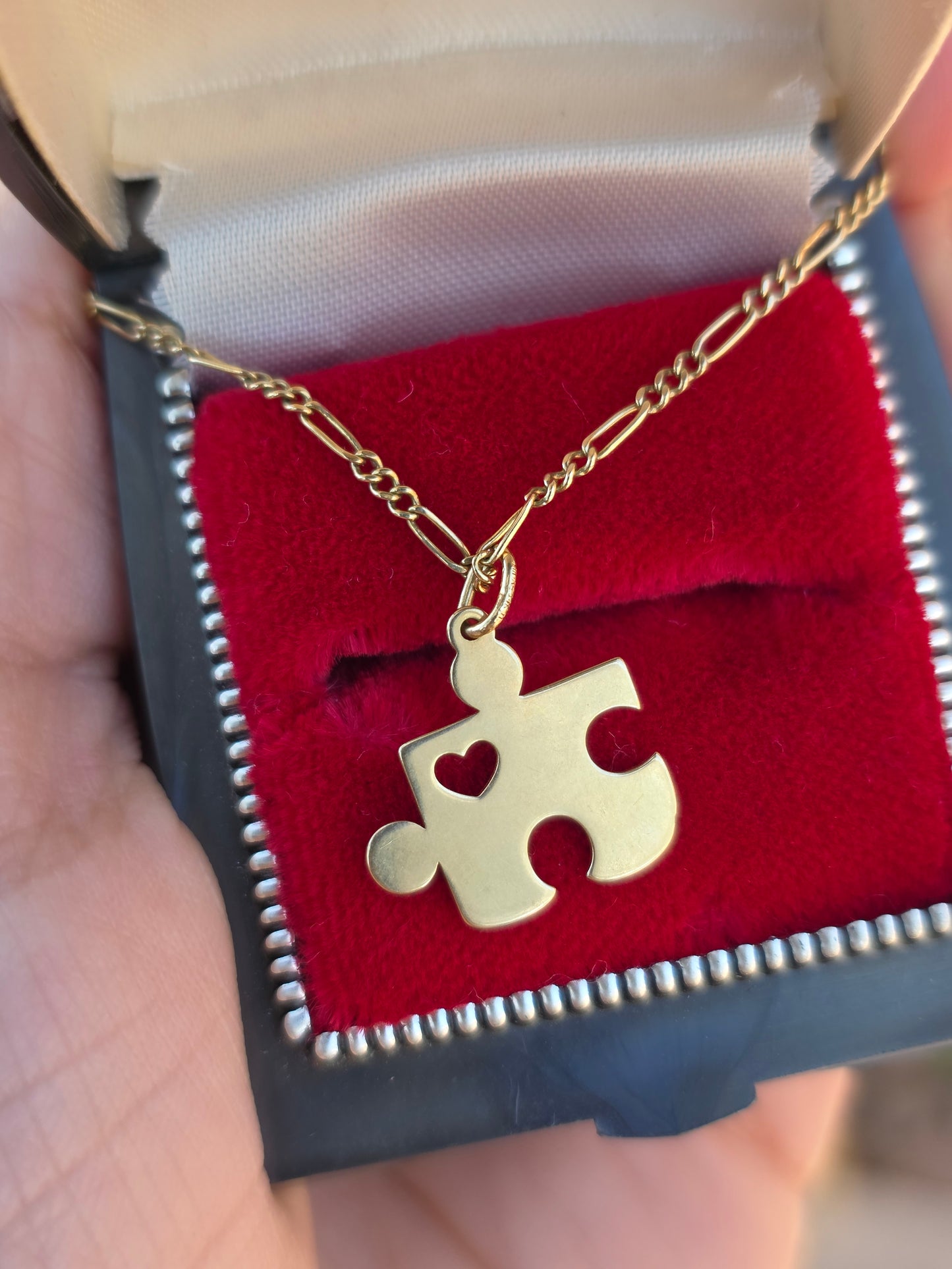 Adorable 14k Gold Puzzle Piece Heart Cut Out Charm (NO CHAIN)