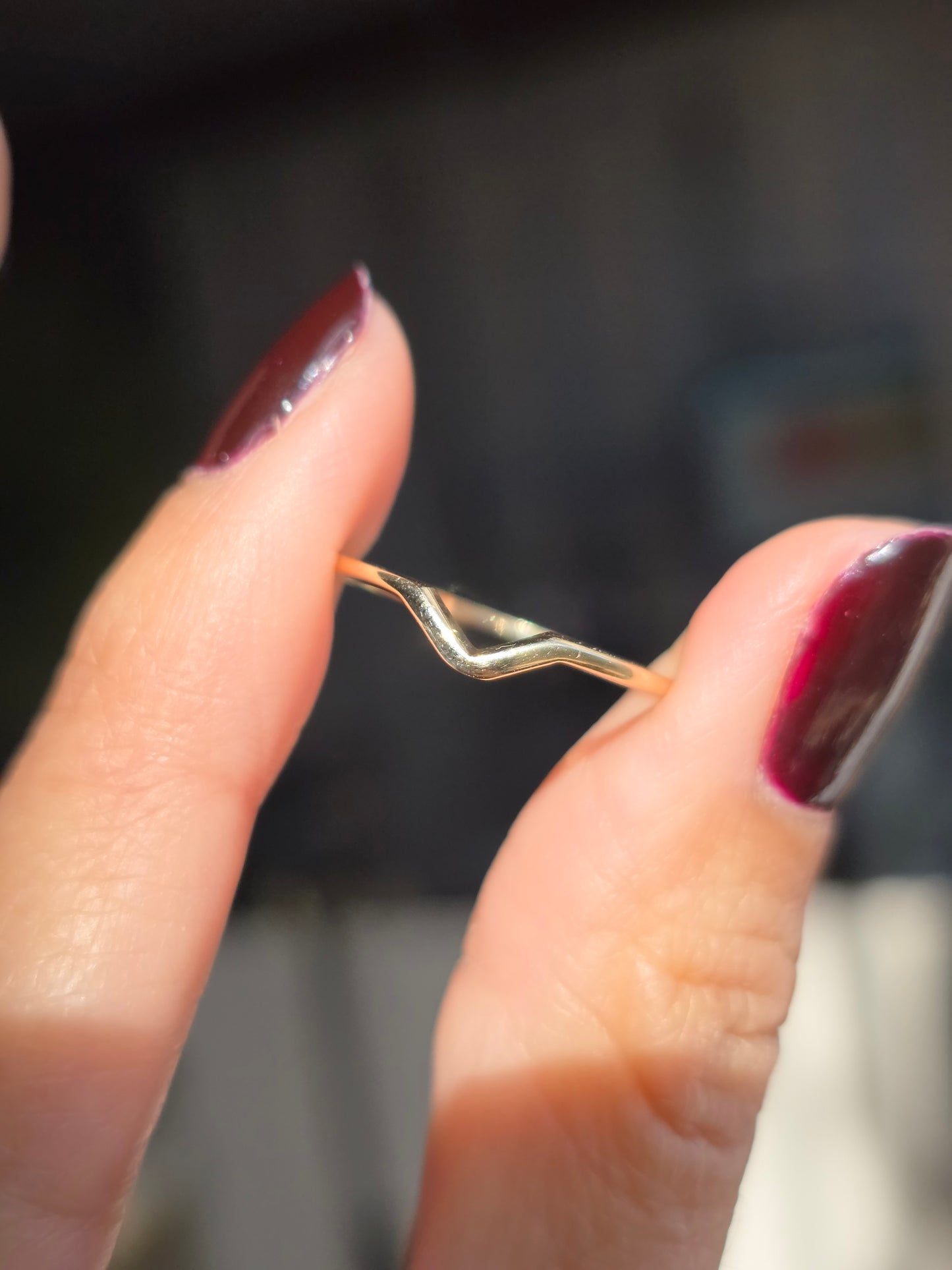 Lovely 14k Gold Simple Polished Curved Stacker Band Puzzle Ring Size 6.5