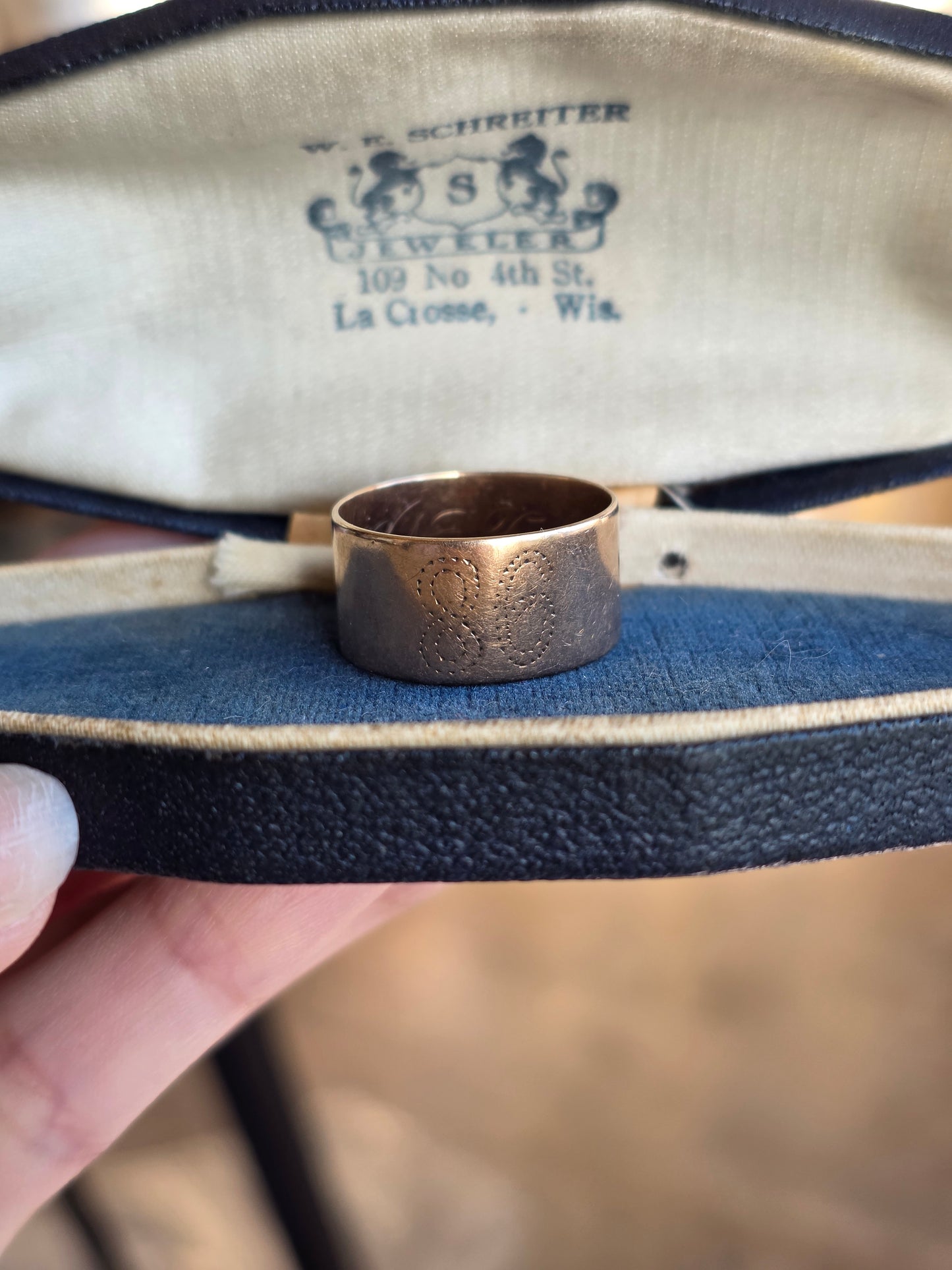 Vintage Rose Gold "98"/"86" Chunky Wide Cigar Band Size 9.75