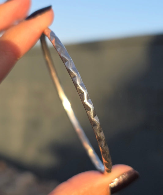 Solid Sterling Silver 3.2mm Wavy Bangle Bracelet