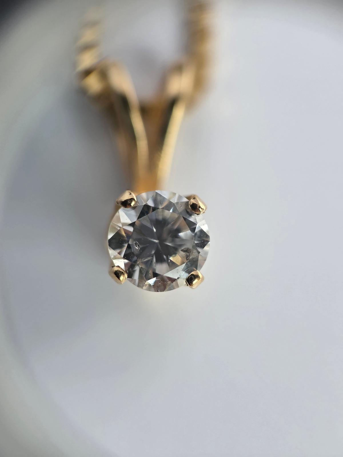 Classic 14k Natural Round 4.2mm Diamond Solitaire Pendant (NO CHAIN)
